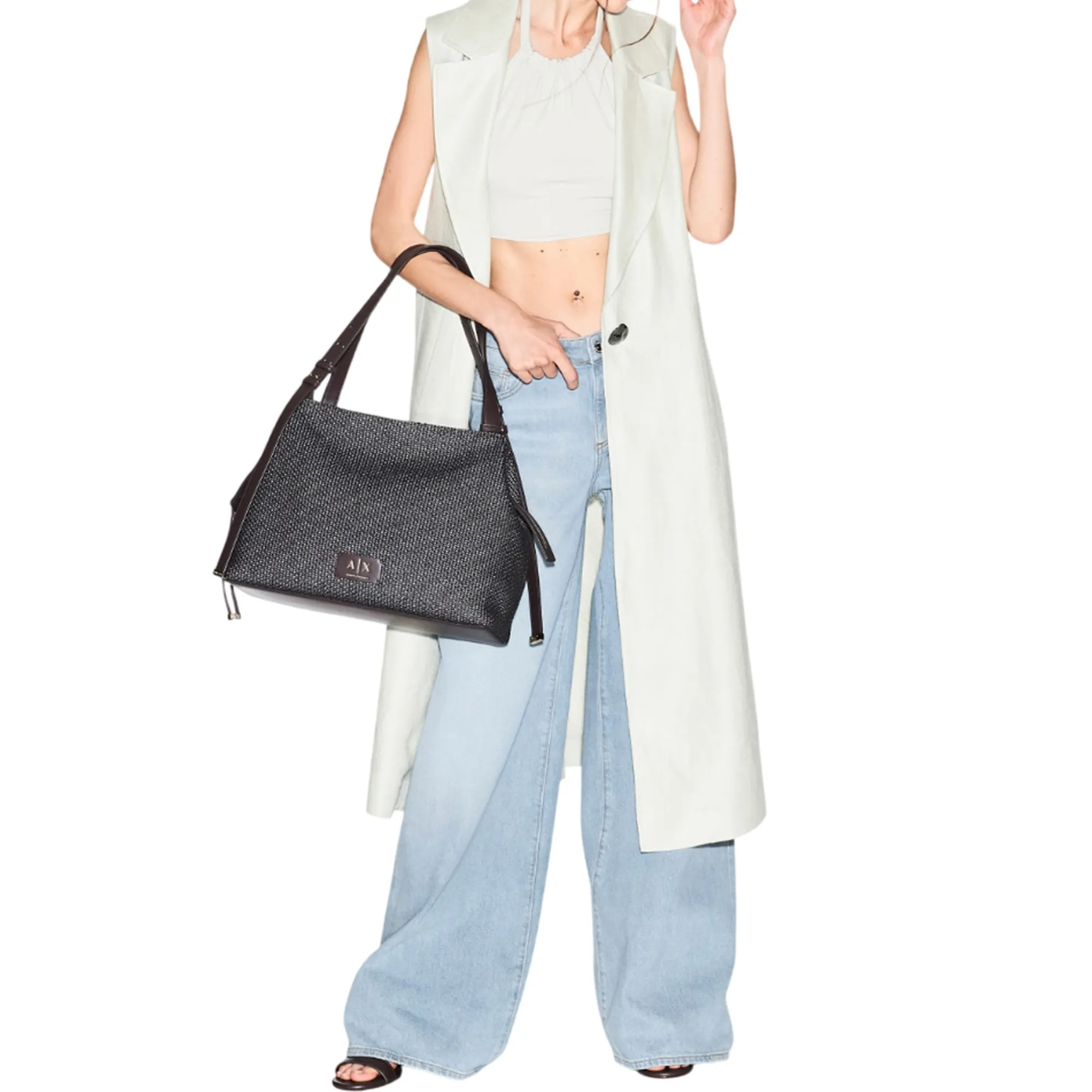 Armani Exchange Borsa A Spalla Strutturata Marrone Xw002603Af22683 179446