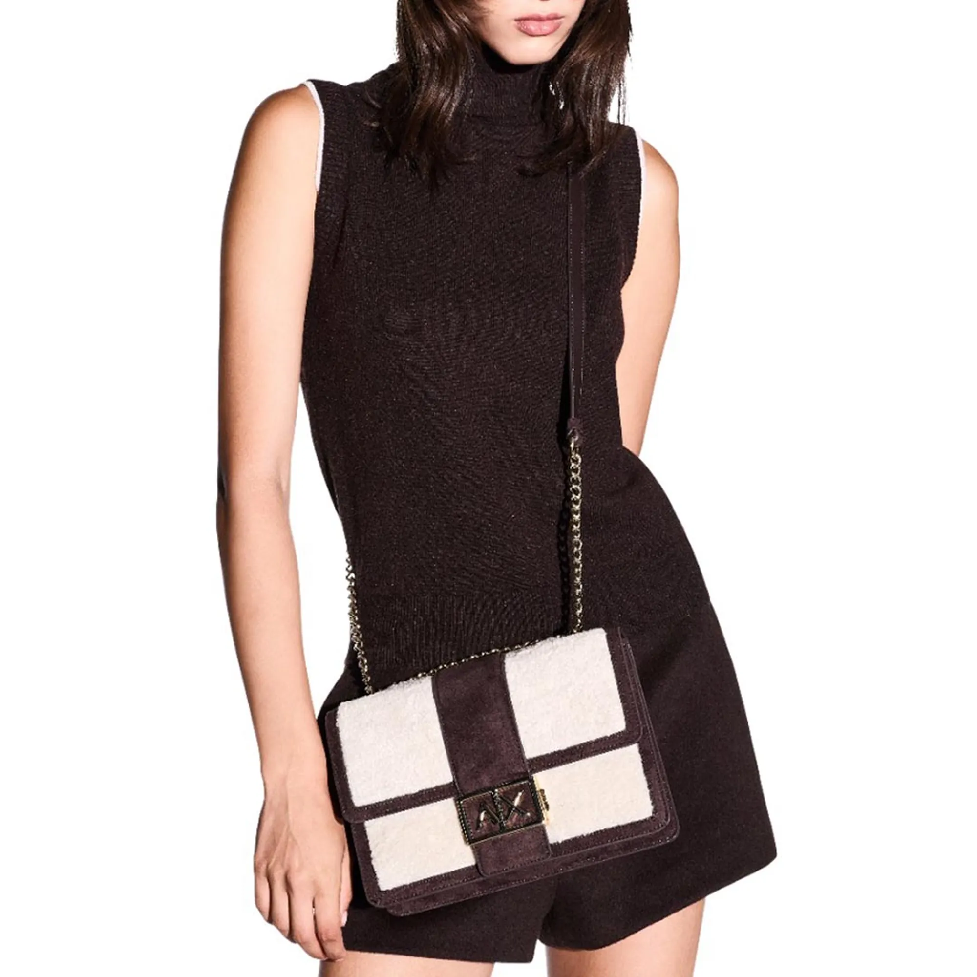 Armani Exchange Borsa Messenger Effetto Pelliccia Marrone Xw000070Af28295 194648