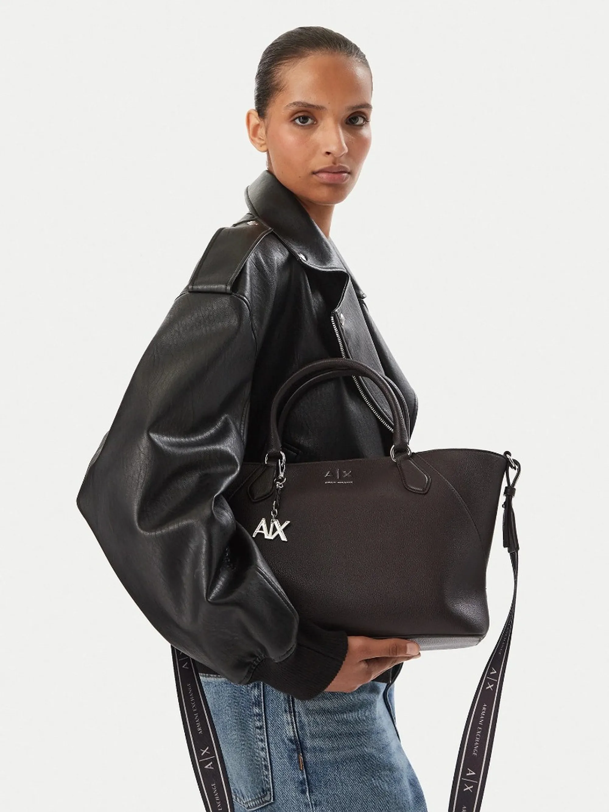 Armani Exchange B'Large Shopping Bag With Shoulder Strap And Removable Charm' Brown Xw003086Af26569 194246