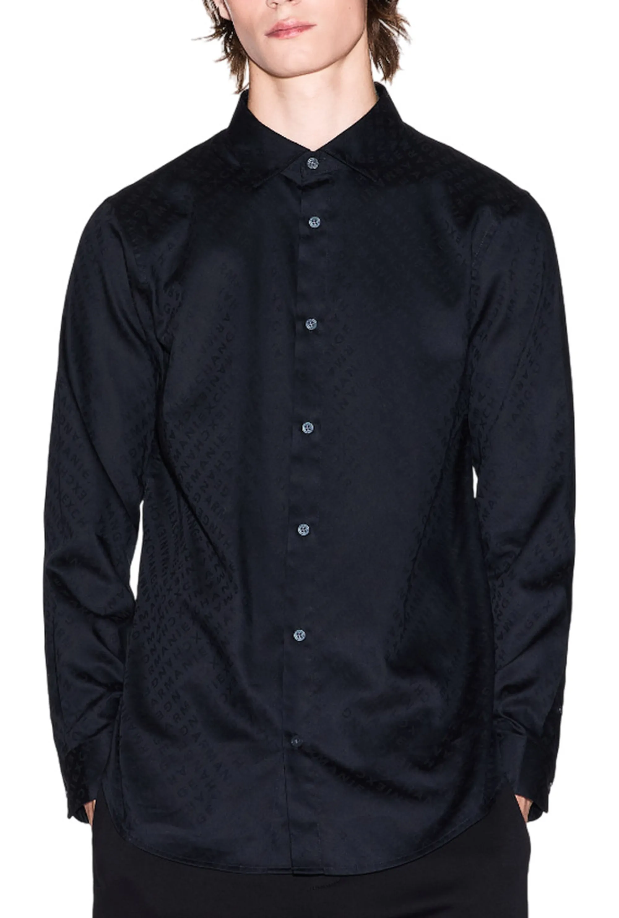 Armani Exchange B'Allover Logo Shirt' Black Xm001142Af13131 161682