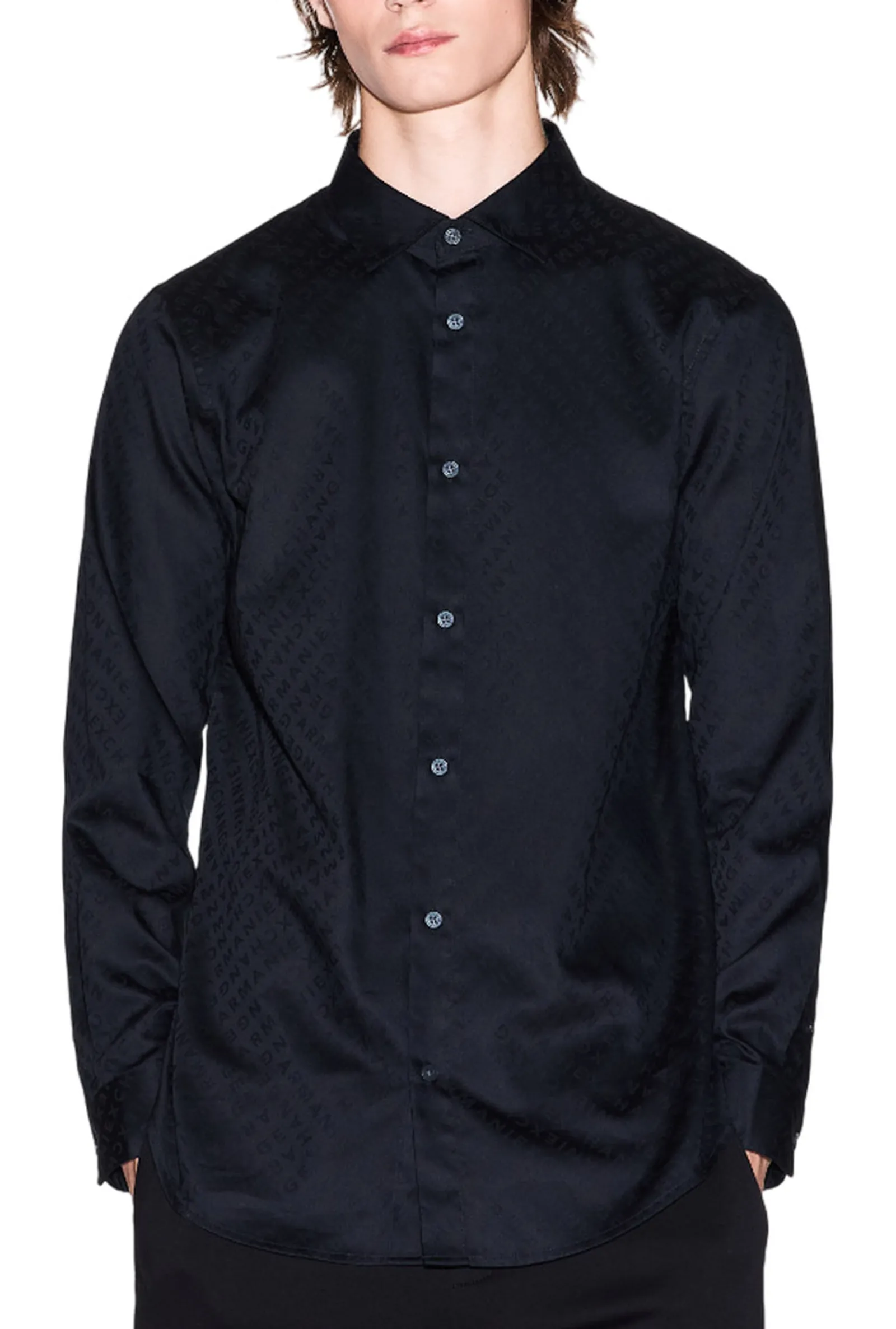 Armani Exchange Camicia Logo Allover Nero Xm001142Af13131 161682