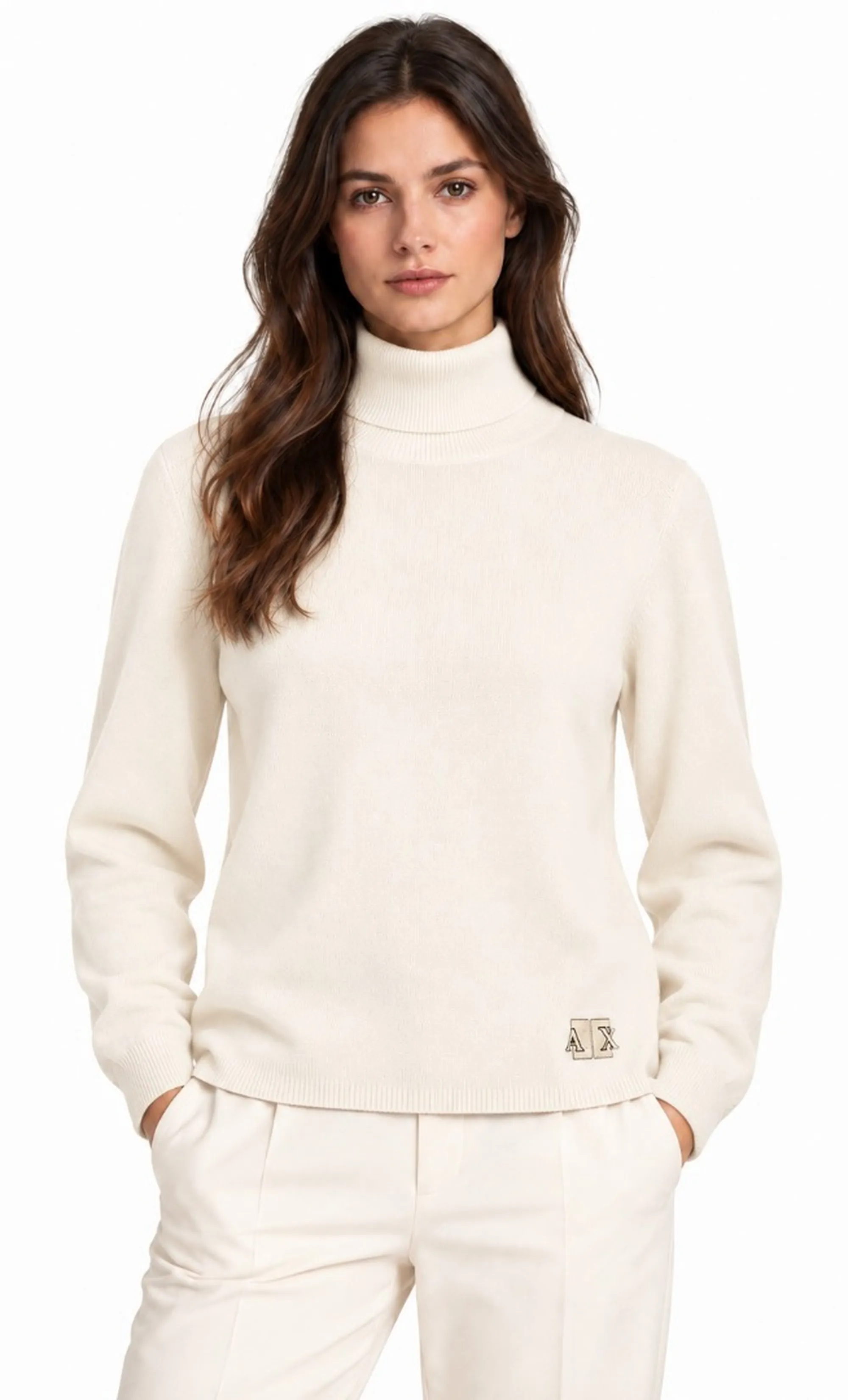 Armani Exchange B'Viscose Blend Turtleneck With Logo' Beige Xw002882Af10352 193531