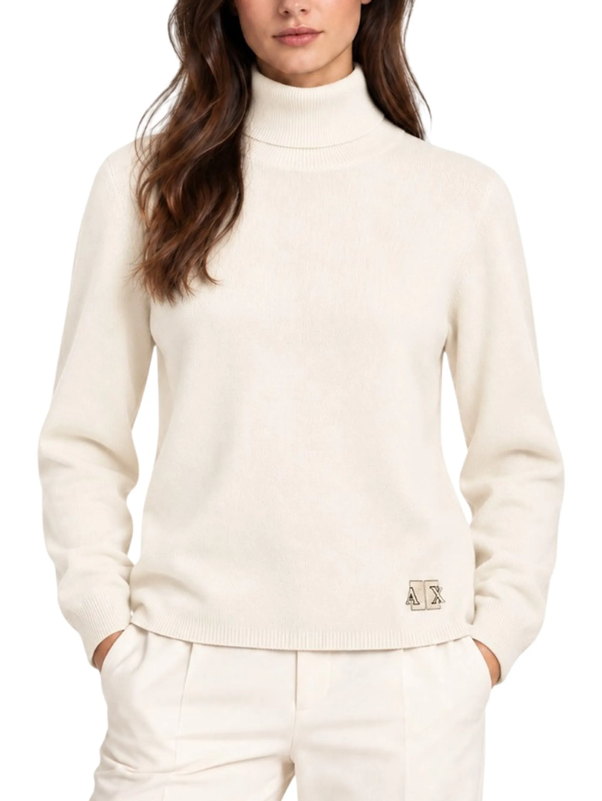 Armani Exchange Dolcevita In Misto Viscosa Con Logo Beige Xw002882Af10352 195421