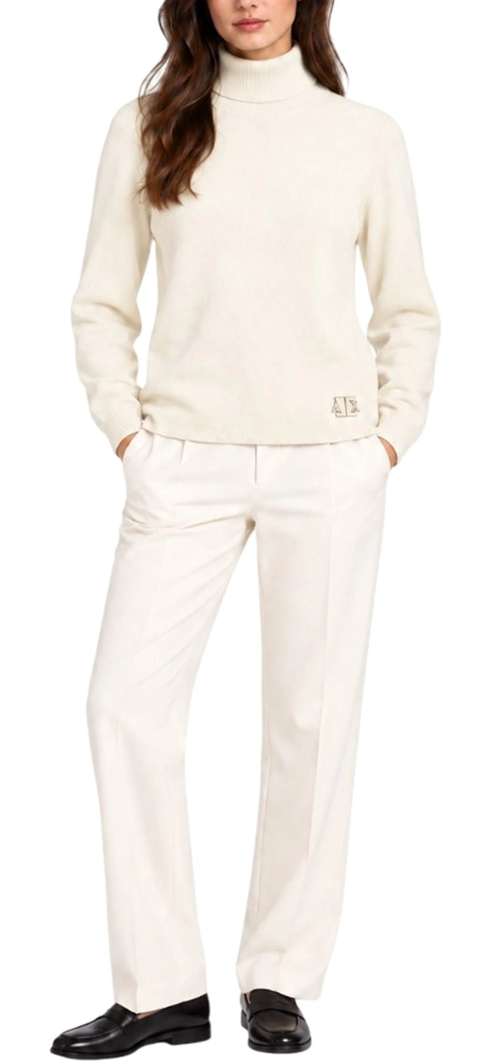 Armani Exchange Dolcevita In Misto Viscosa Con Logo Beige Xw002882Af10352 195426