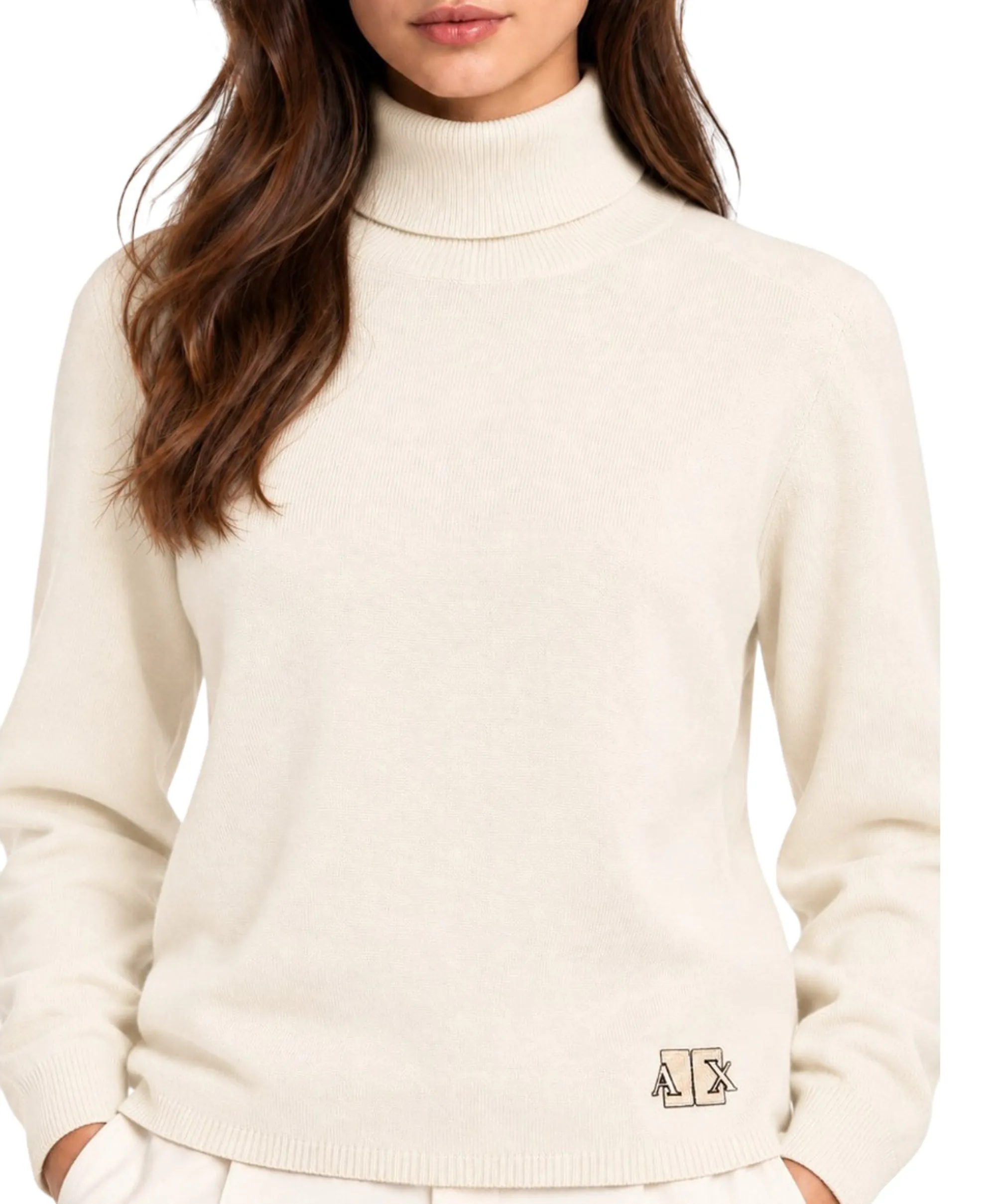 Armani Exchange Dolcevita In Misto Viscosa Con Logo Beige Xw002882Af10352 195427