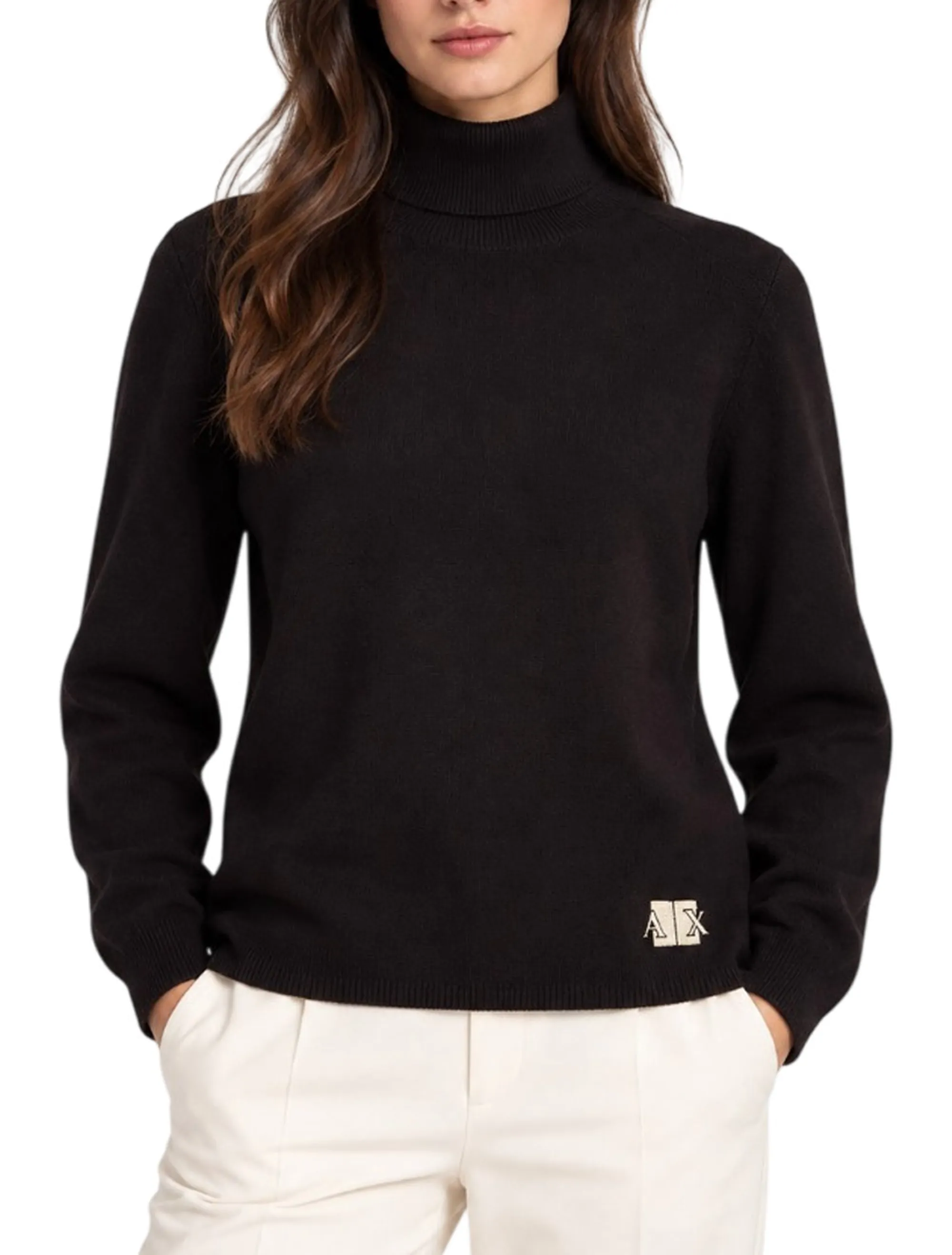 Armani Exchange Dolcevita In Misto Viscosa Con Logo Marrone Xw002882Af10352 195412