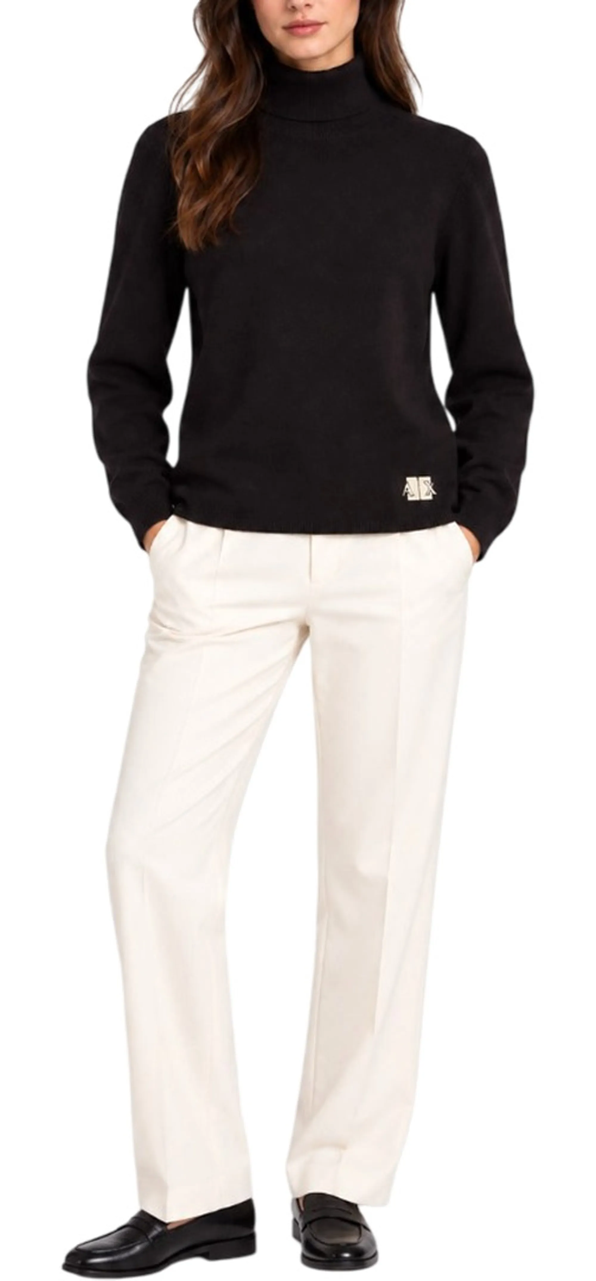 Armani Exchange Dolcevita In Misto Viscosa Con Logo Marrone Xw002882Af10352 195414