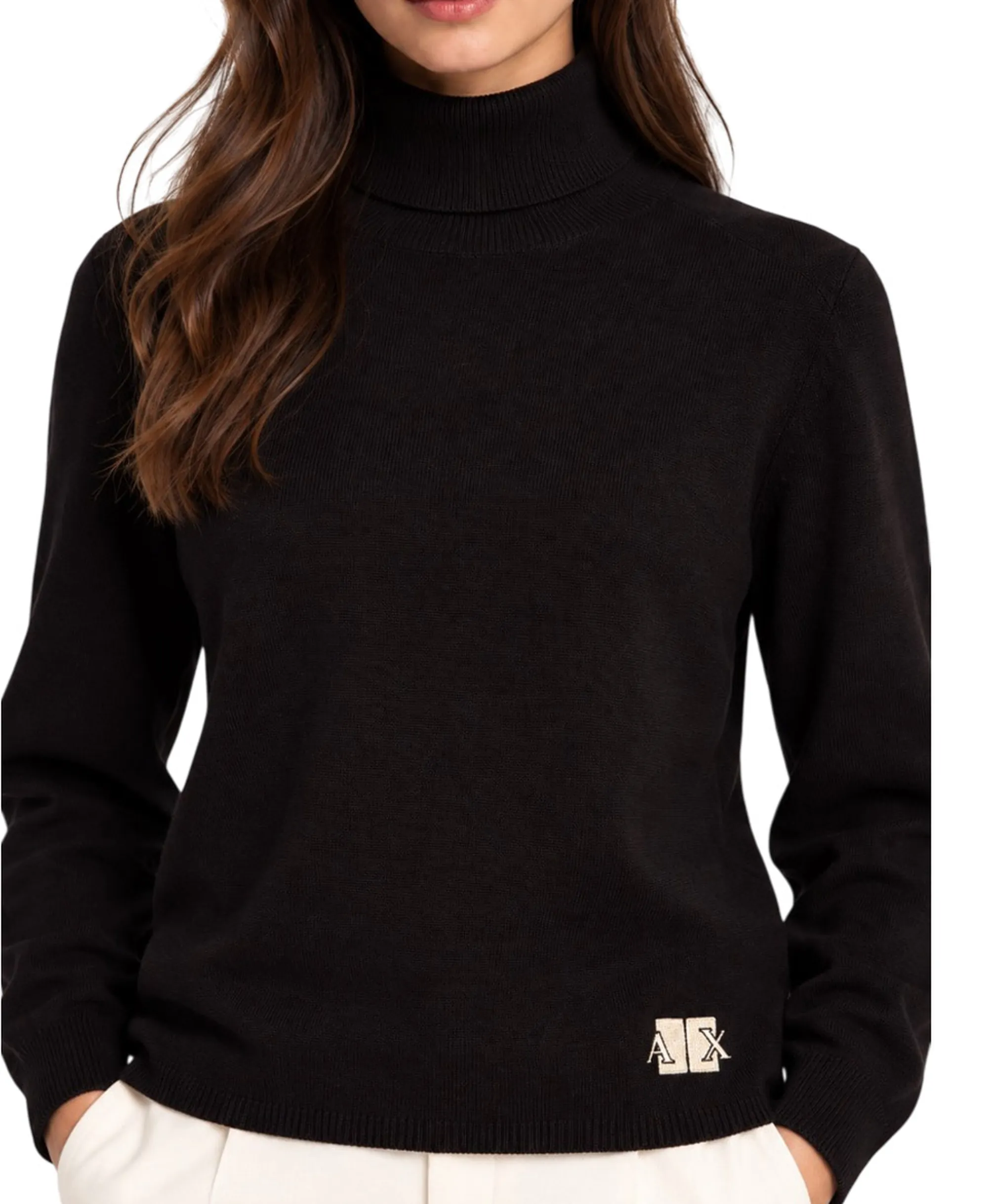 Armani Exchange Dolcevita In Misto Viscosa Con Logo Marrone Xw002882Af10352 195420