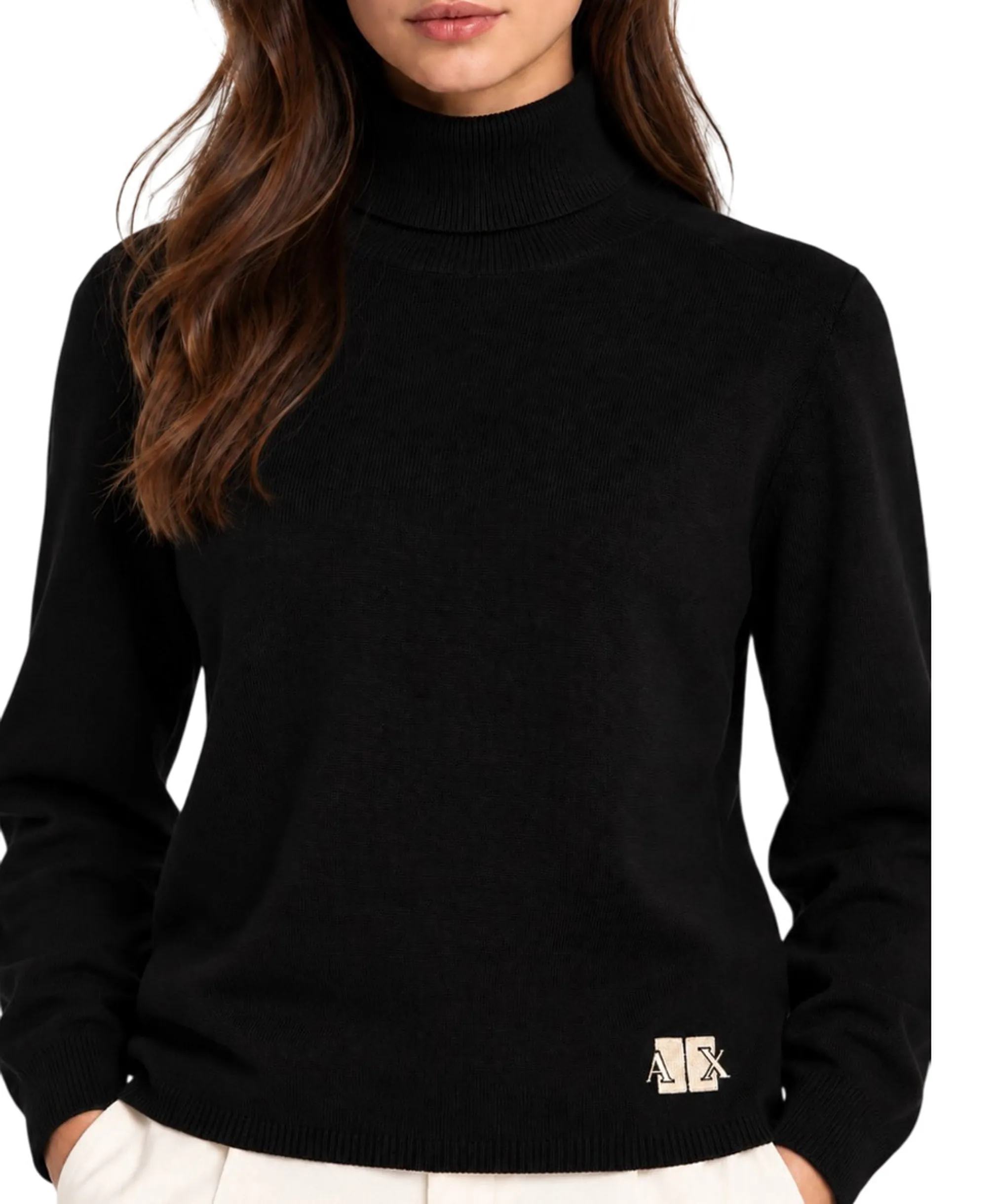 Armani Exchange Dolcevita In Misto Viscosa Con Logo Nero Xw002882Af10352 195411