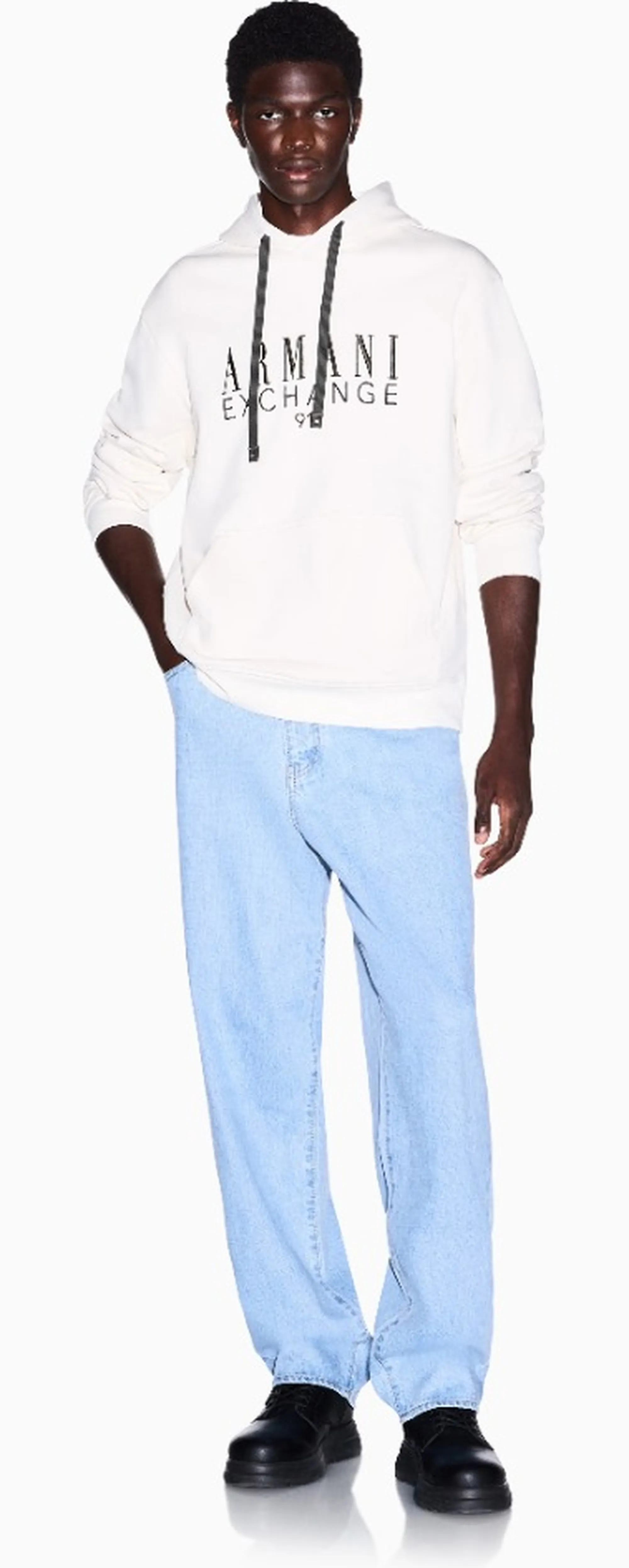 Armani Exchange Felpa In Cotone French Terry Bianco Xm003429Af10830 193354