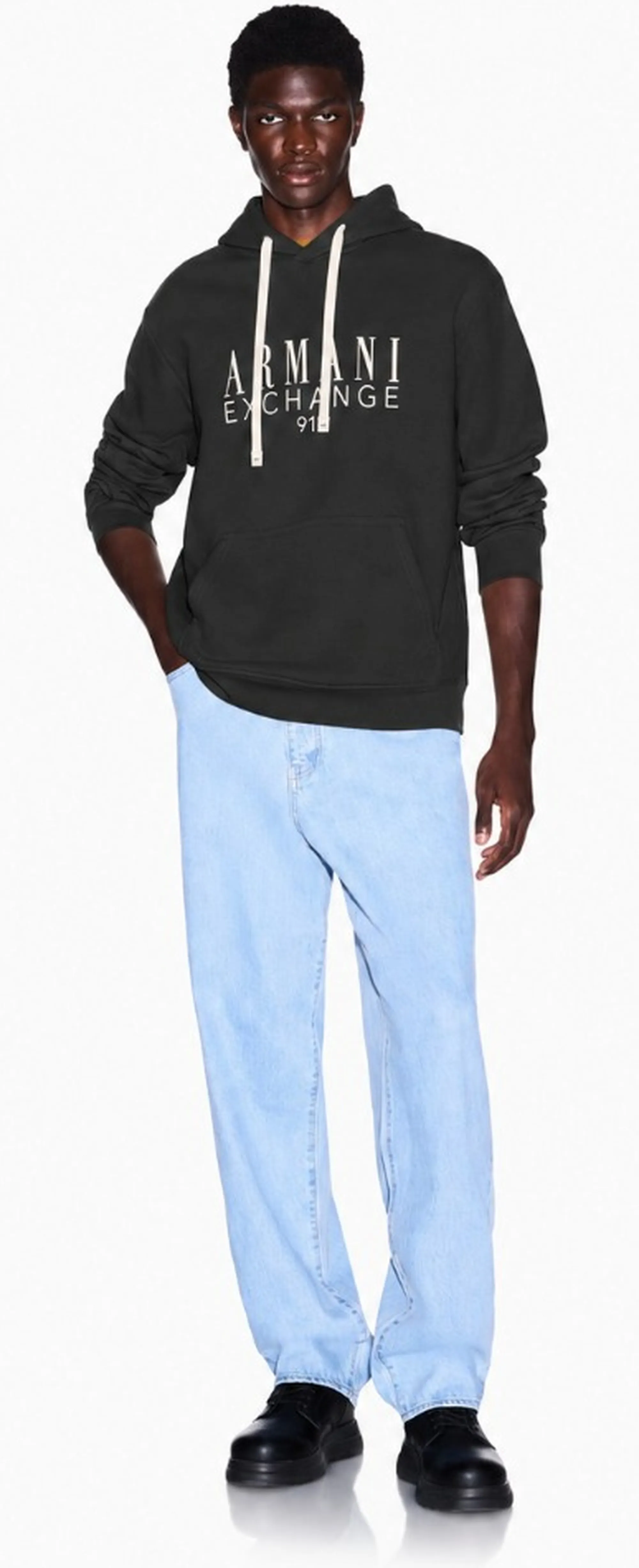 Armani Exchange Felpa In Cotone French Terry Grigio Scuro Xm003429Af10830 193367