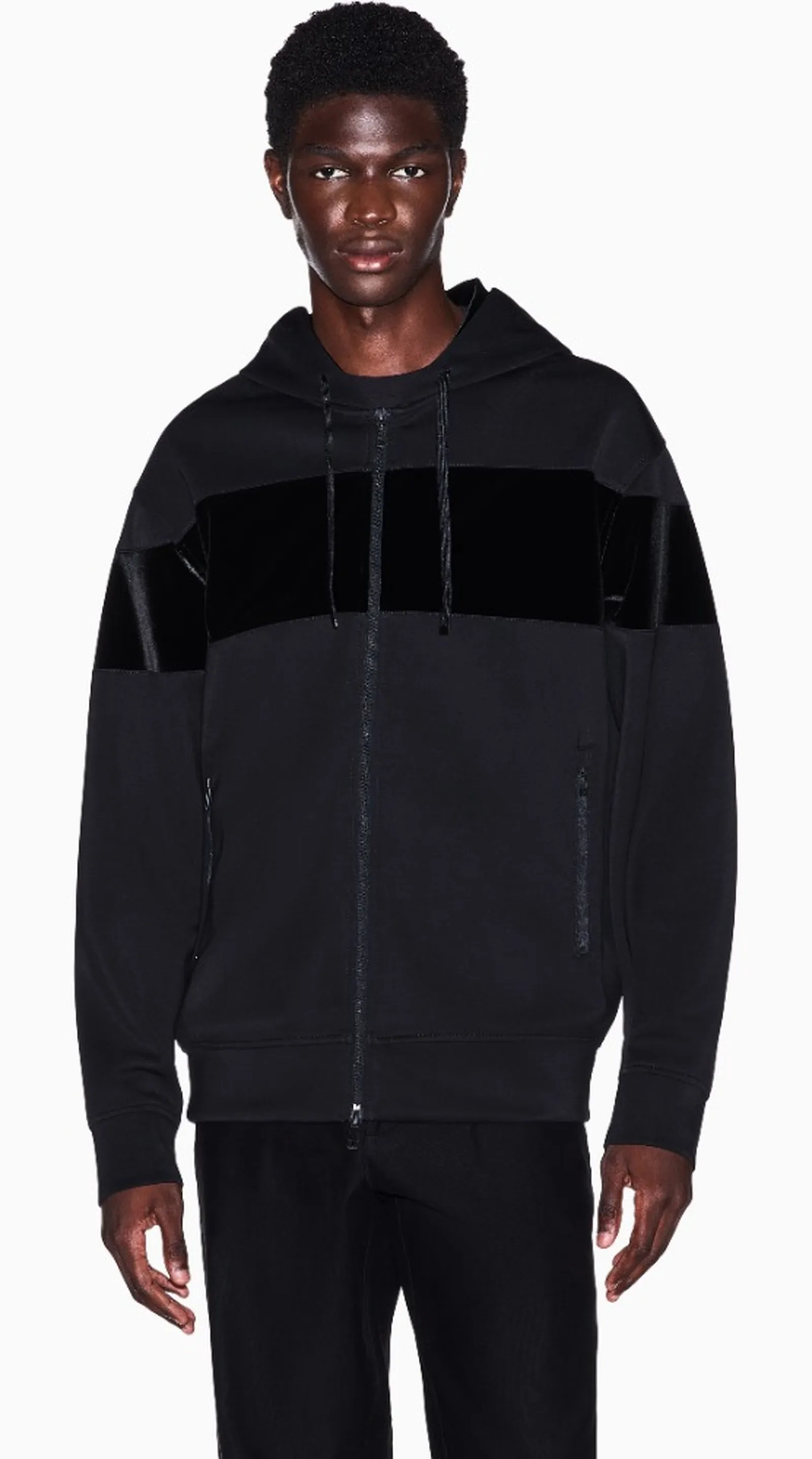Armani Exchange Felpa In Modal Stertch E Banda In Velluto Nero Xm002923Af19936 193258