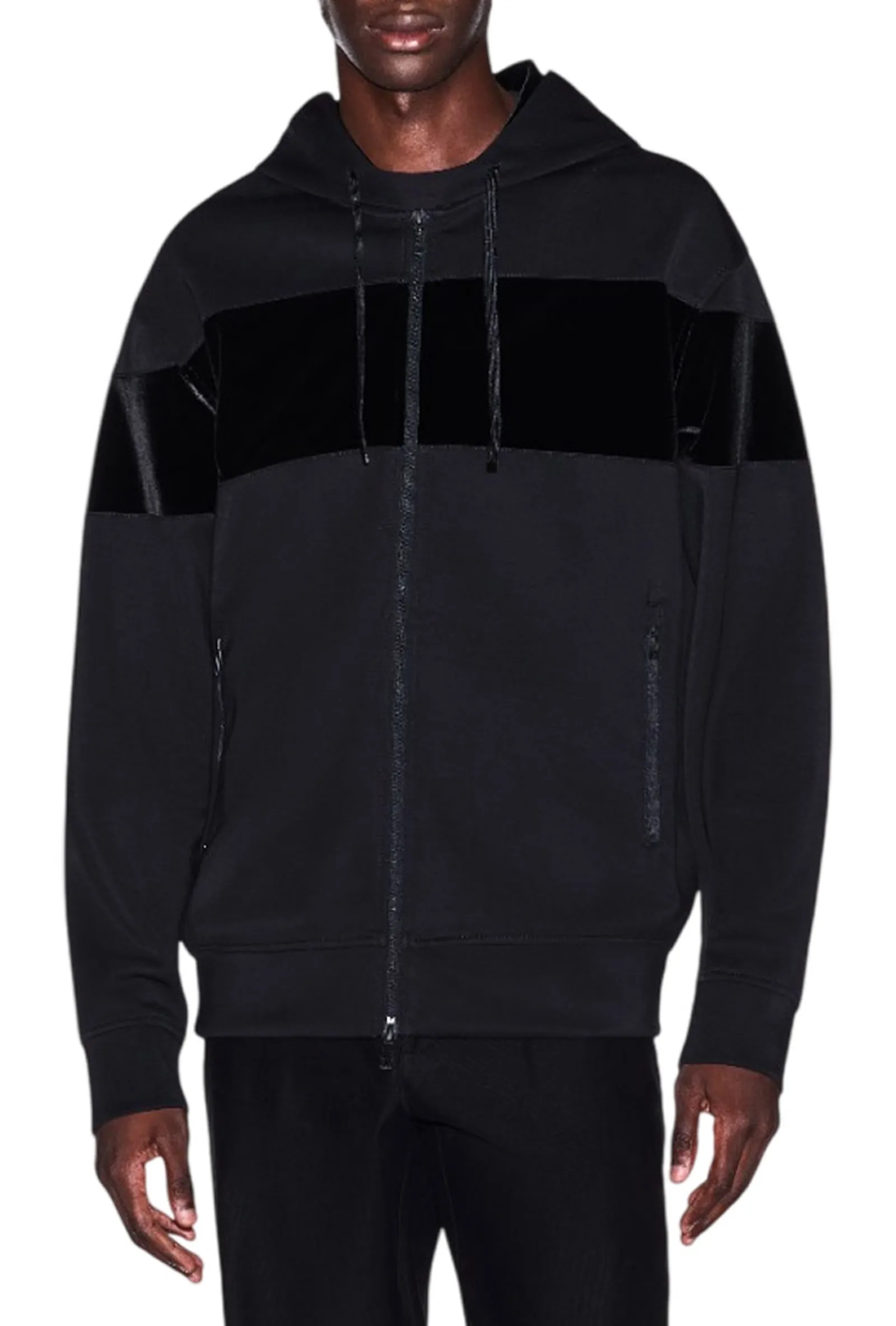 Armani Exchange Felpa In Modal Stertch E Banda In Velluto Nero Xm002923Af19936 194197
