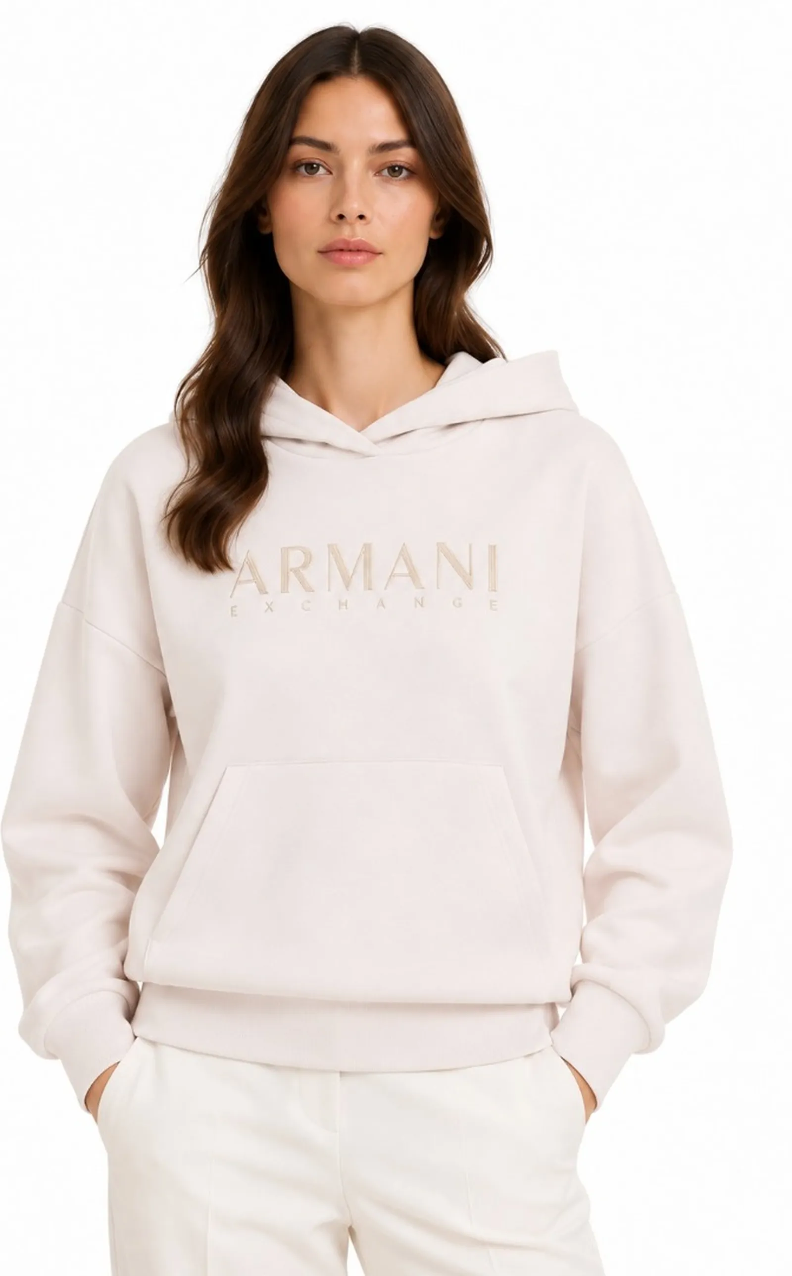 Armani Exchange Felpa In Tessuto Scuba Di Viscosa Stretch Beige Xw002669Af24068 193490