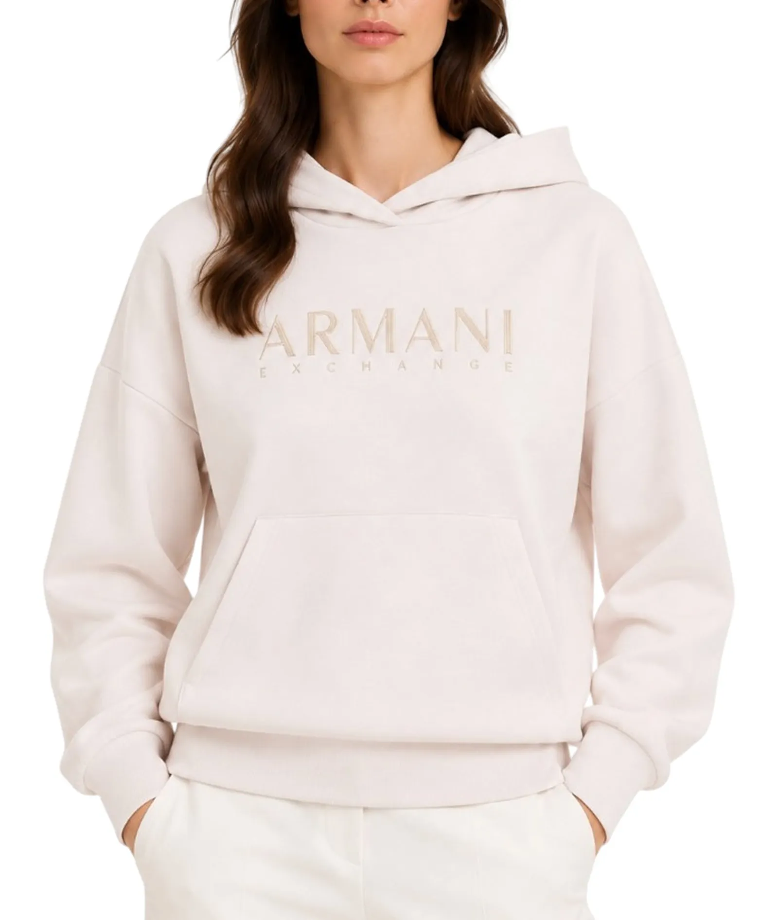 Armani Exchange Felpa In Tessuto Scuba Di Viscosa Stretch Beige Xw002669Af24068 195659