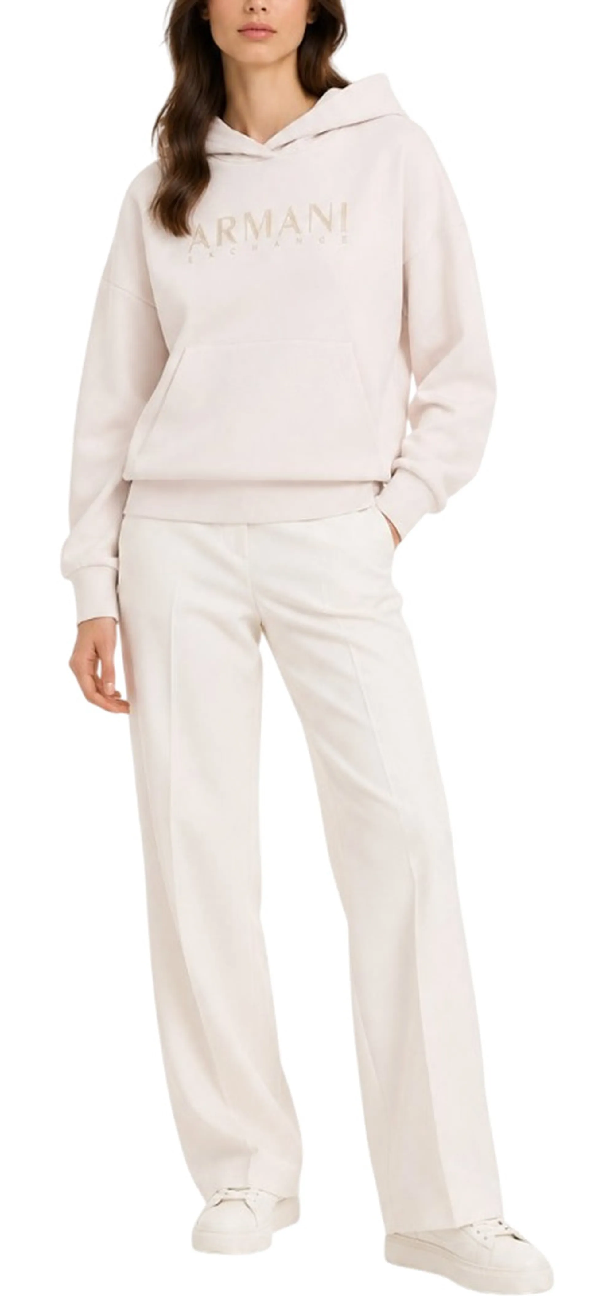 Armani Exchange Felpa In Tessuto Scuba Di Viscosa Stretch Beige Xw002669Af24068 195661