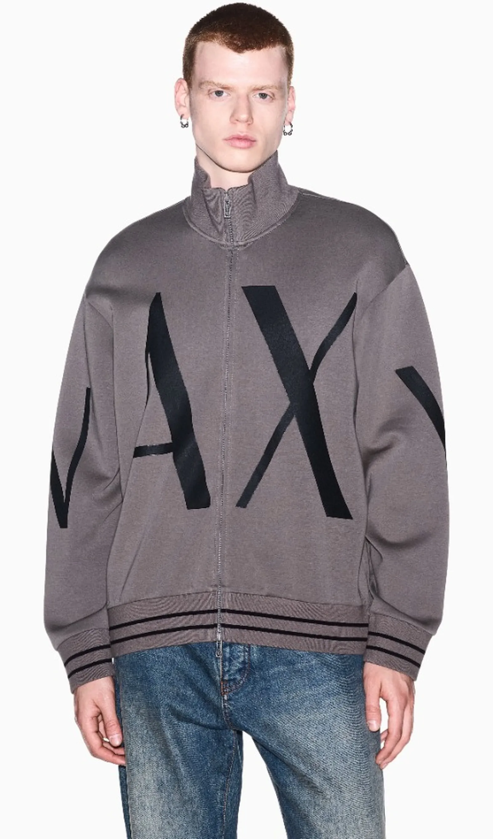 Armani Exchange Felpa Regular Fit In Jersey Di Cotone Elasticizzato Marrone Chiaro Xm002950Af10818 193270