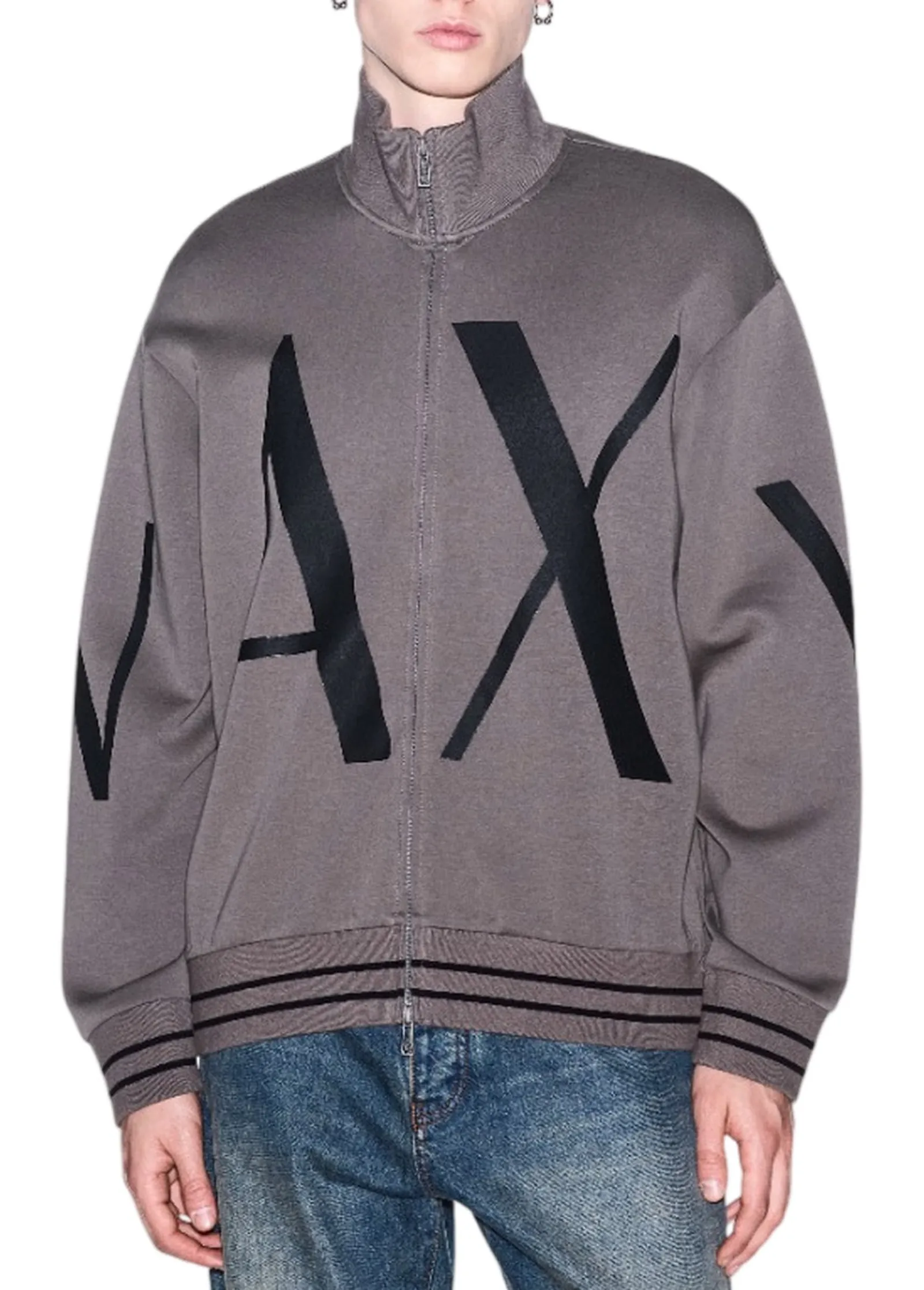 Armani Exchange Felpa Regular Fit In Jersey Di Cotone Elasticizzato Marrone Chiaro Xm002950Af10818 194326