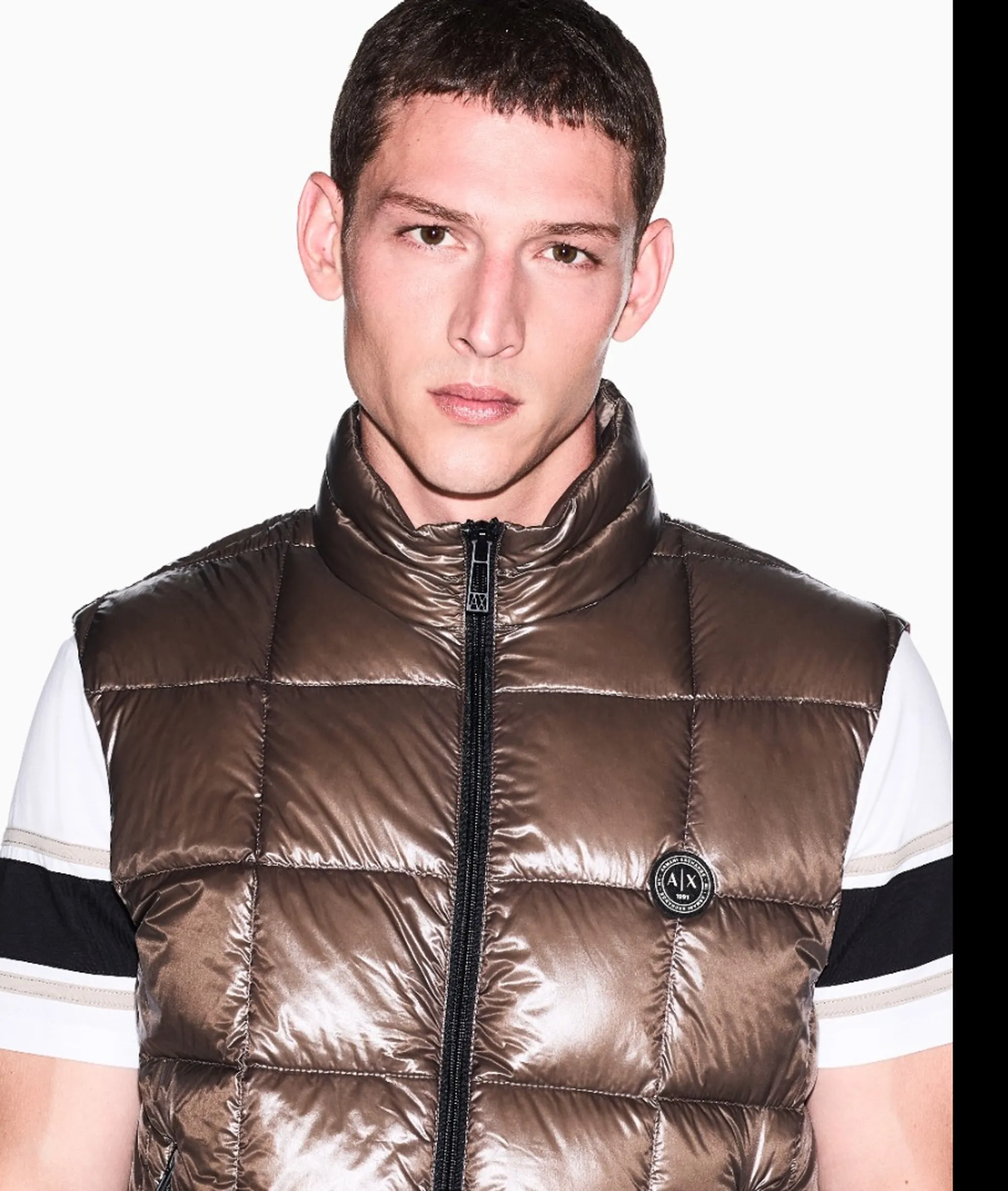 Armani Exchange Gilet Imbottito In Piuma Marrone Chiaro Xm003475Af23755 193377