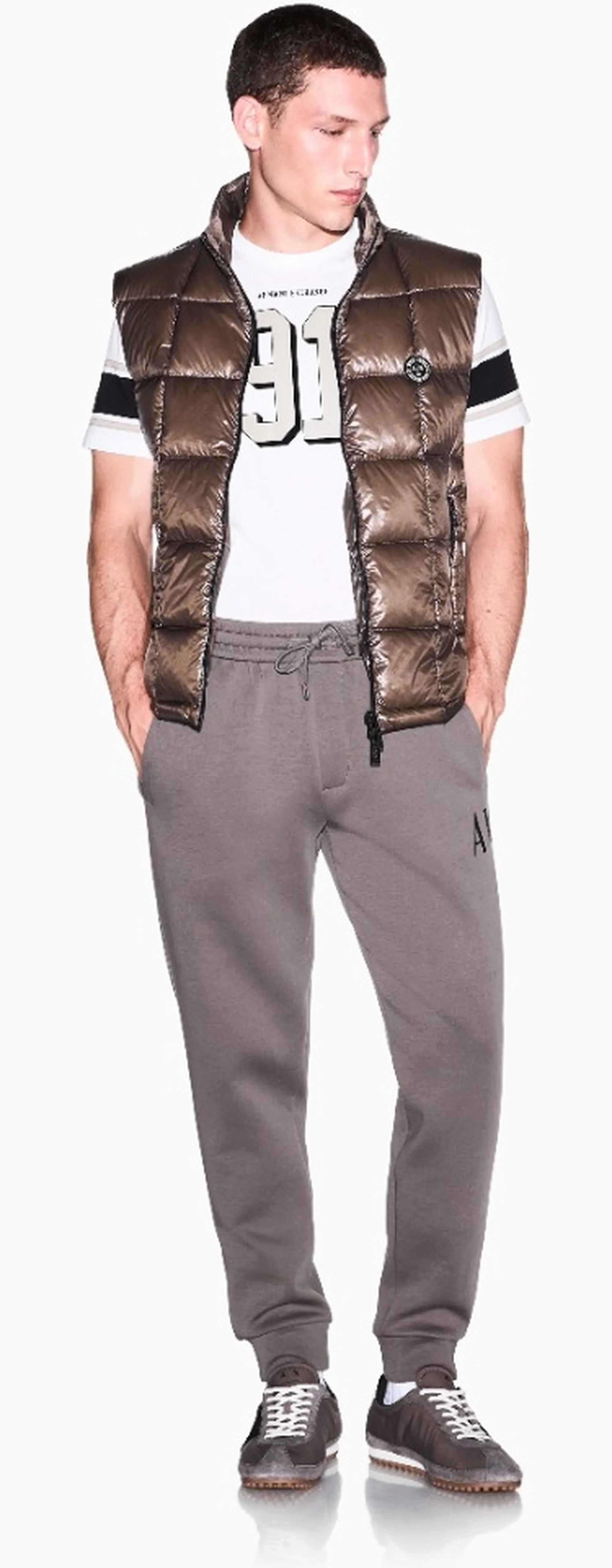 Armani Exchange Gilet Imbottito In Piuma Marrone Chiaro Xm003475Af23755 193378