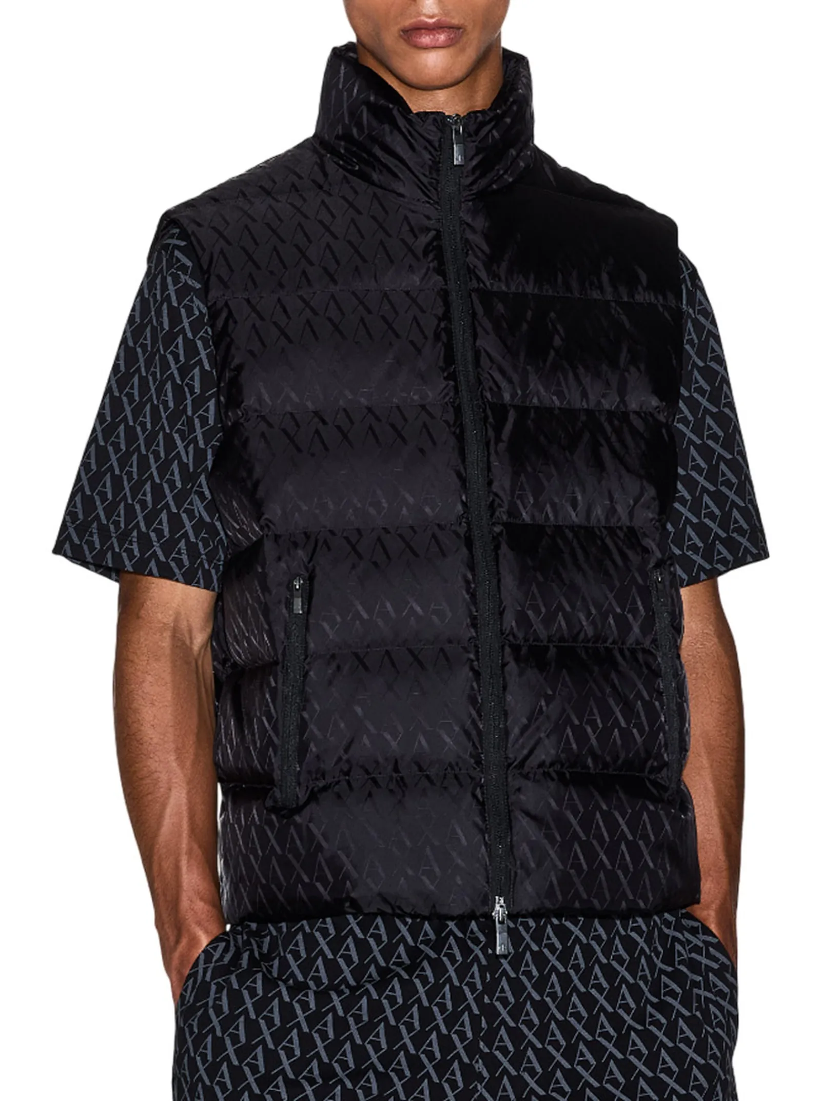 Armani Exchange Gilet Logo Allover Nero Xm001581Af16628 162531