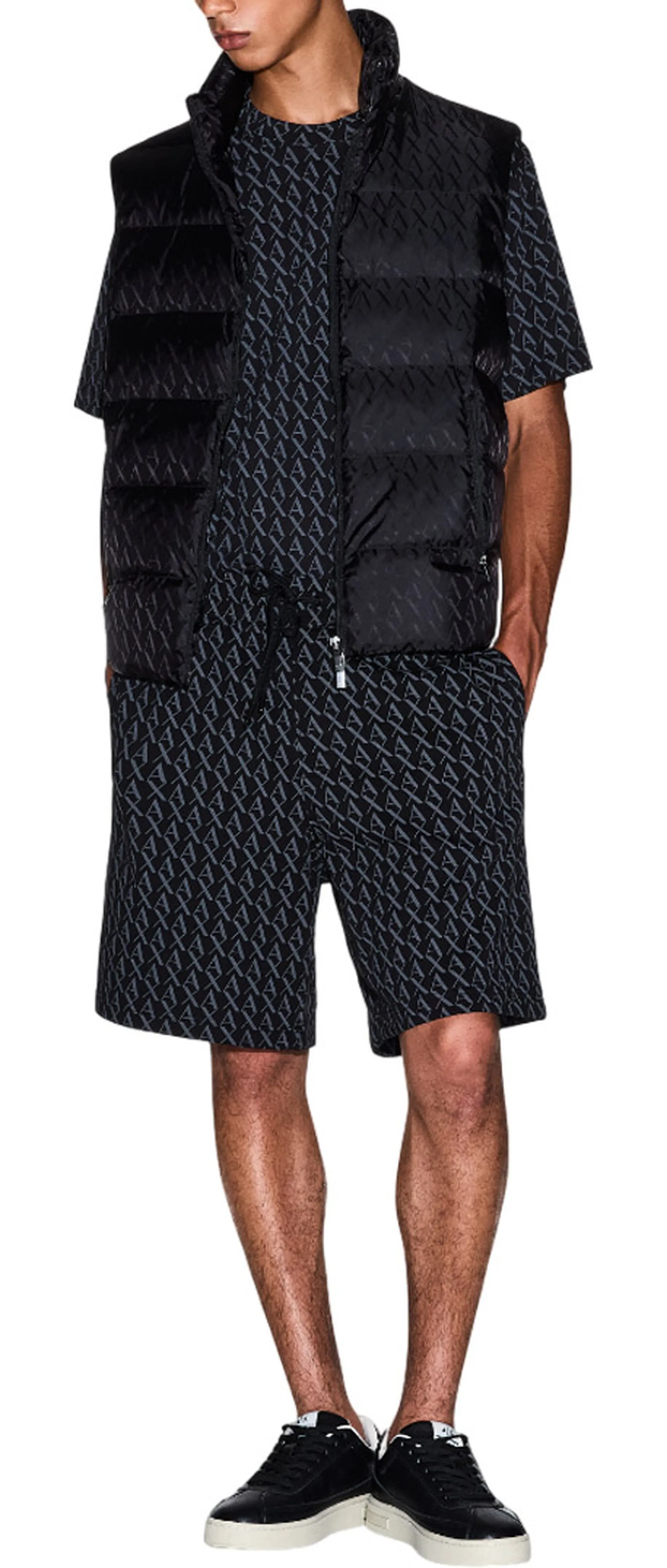 Armani Exchange B'Gilet Logo Allover' Black Xm001581Af16628 162533