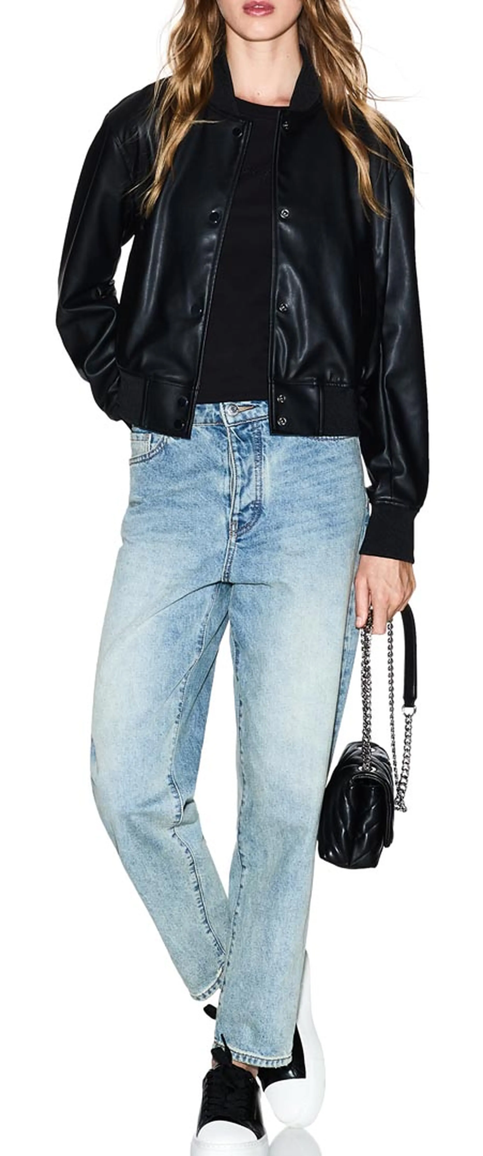 Armani Exchange Giubbino Bomber In Ecopelle Nero Xw001432Af16618 165026