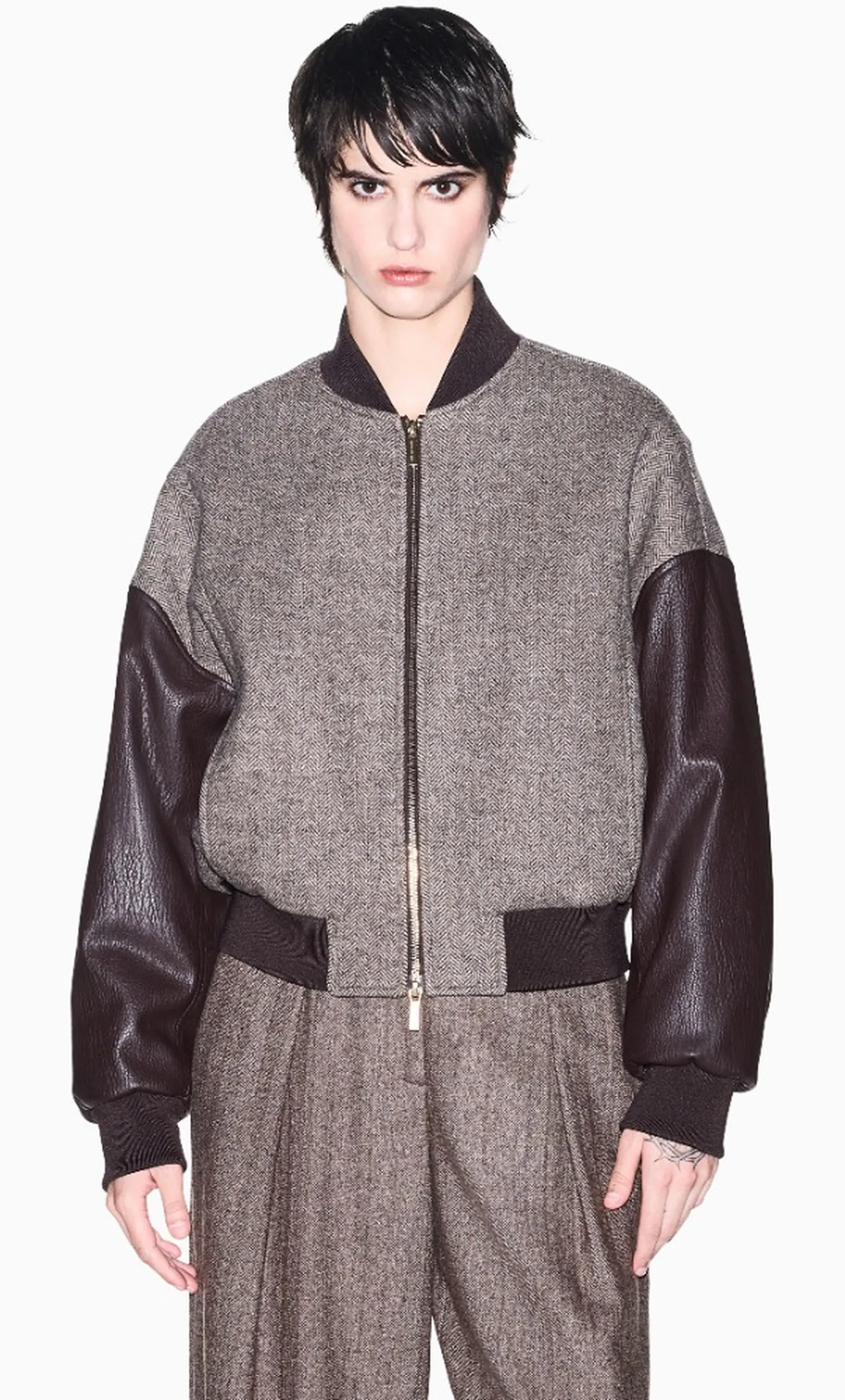 Armani Exchange Giubbino Bomber In Misto Lana Marrone Xw002450Af26075 193447