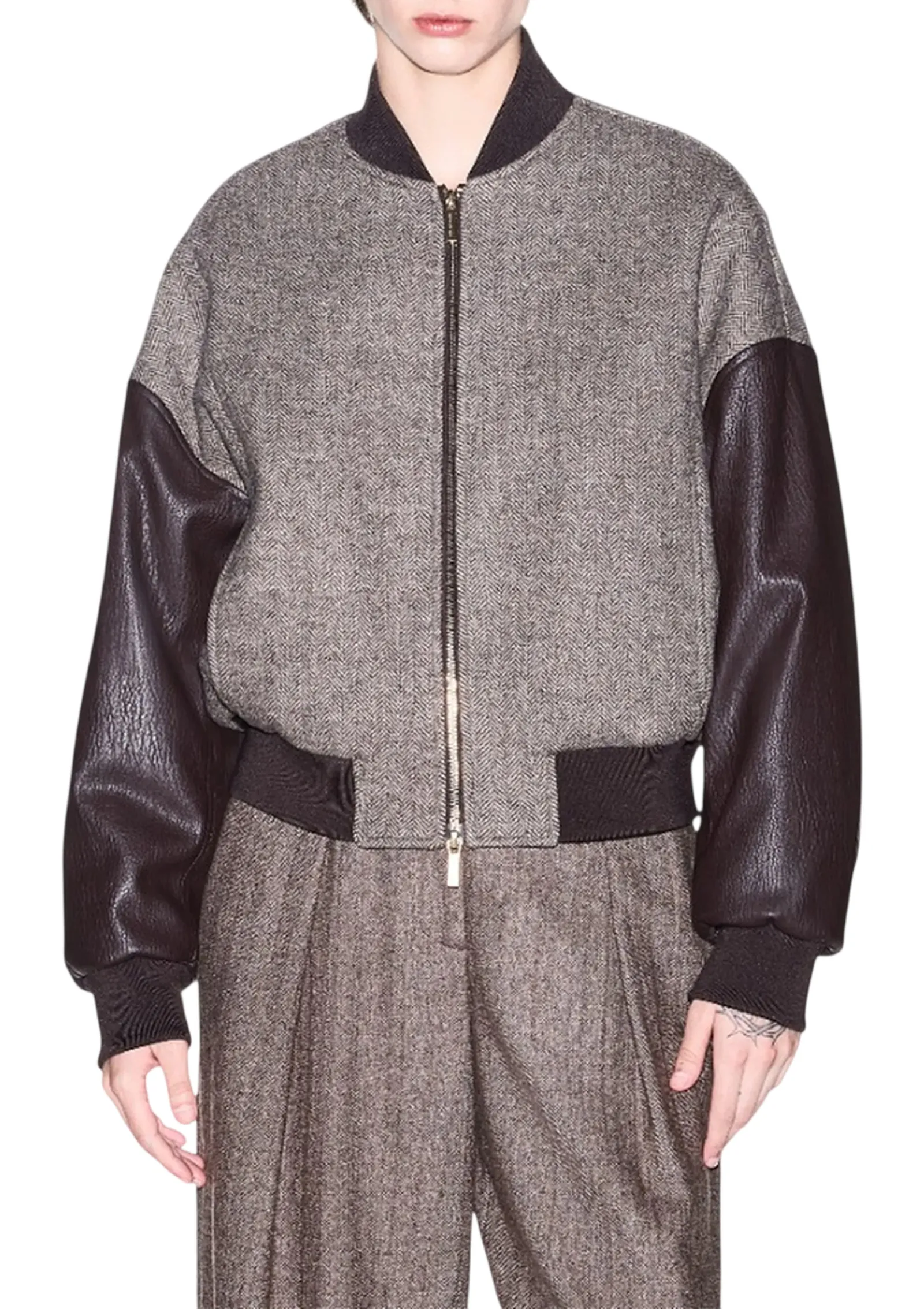 Armani Exchange Giubbino Bomber In Misto Lana Marrone Xw002450Af26075 194034