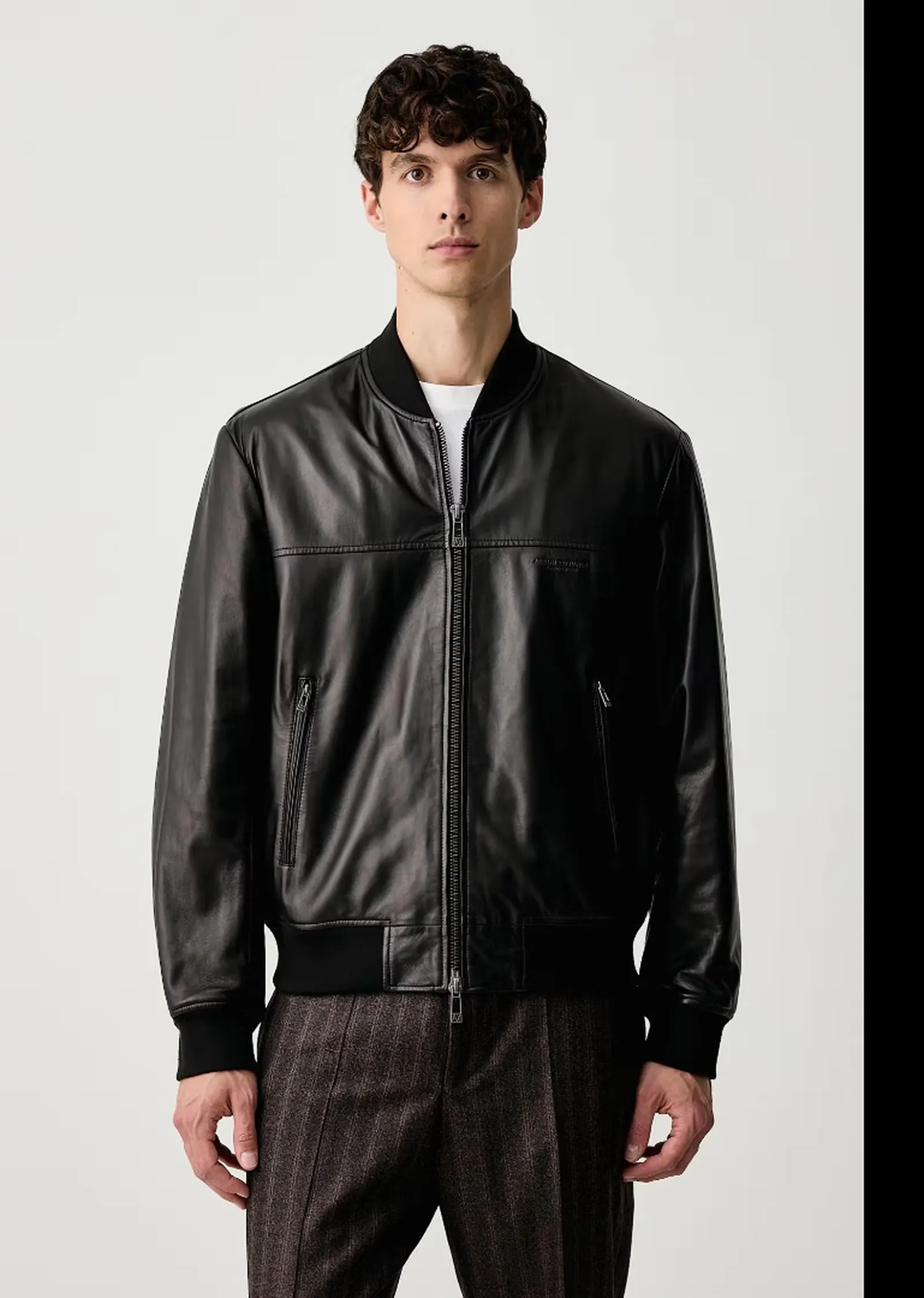 Armani Exchange Giubbino Bomber In Pelle Nero Xm003354Af27323 193340
