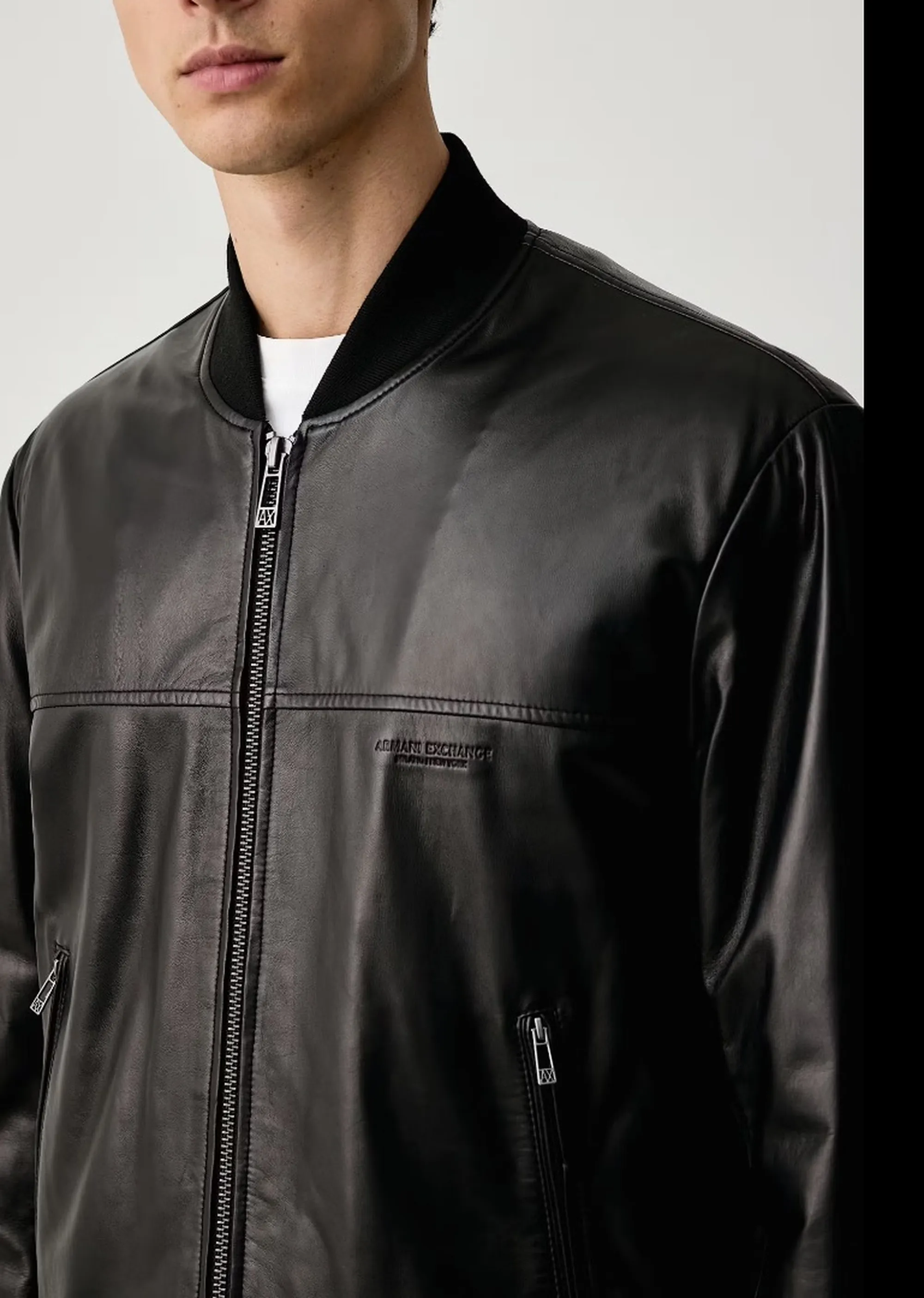 Armani Exchange Giubbino Bomber In Pelle Nero Xm003354Af27323 193343