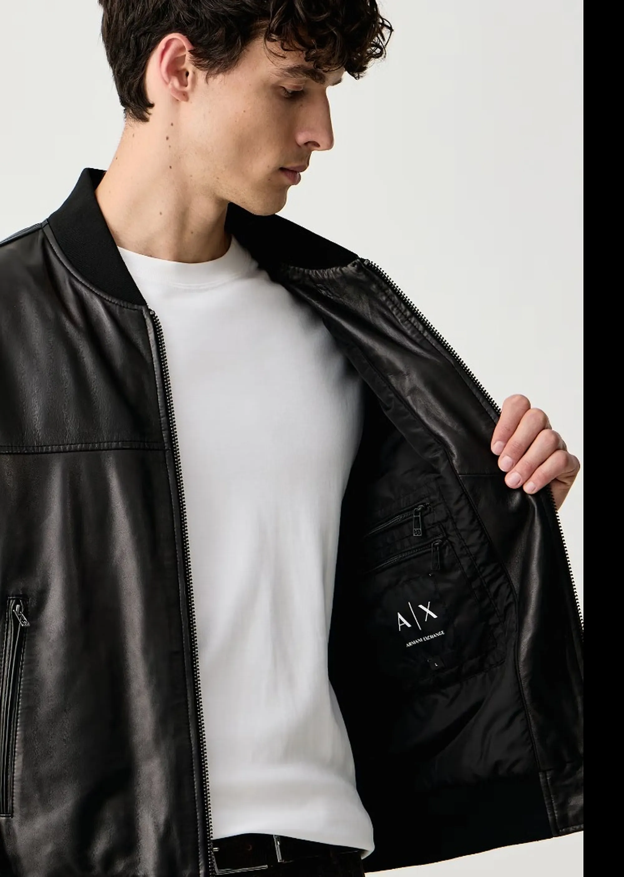Armani Exchange Giubbino Bomber In Pelle Nero Xm003354Af27323 193344