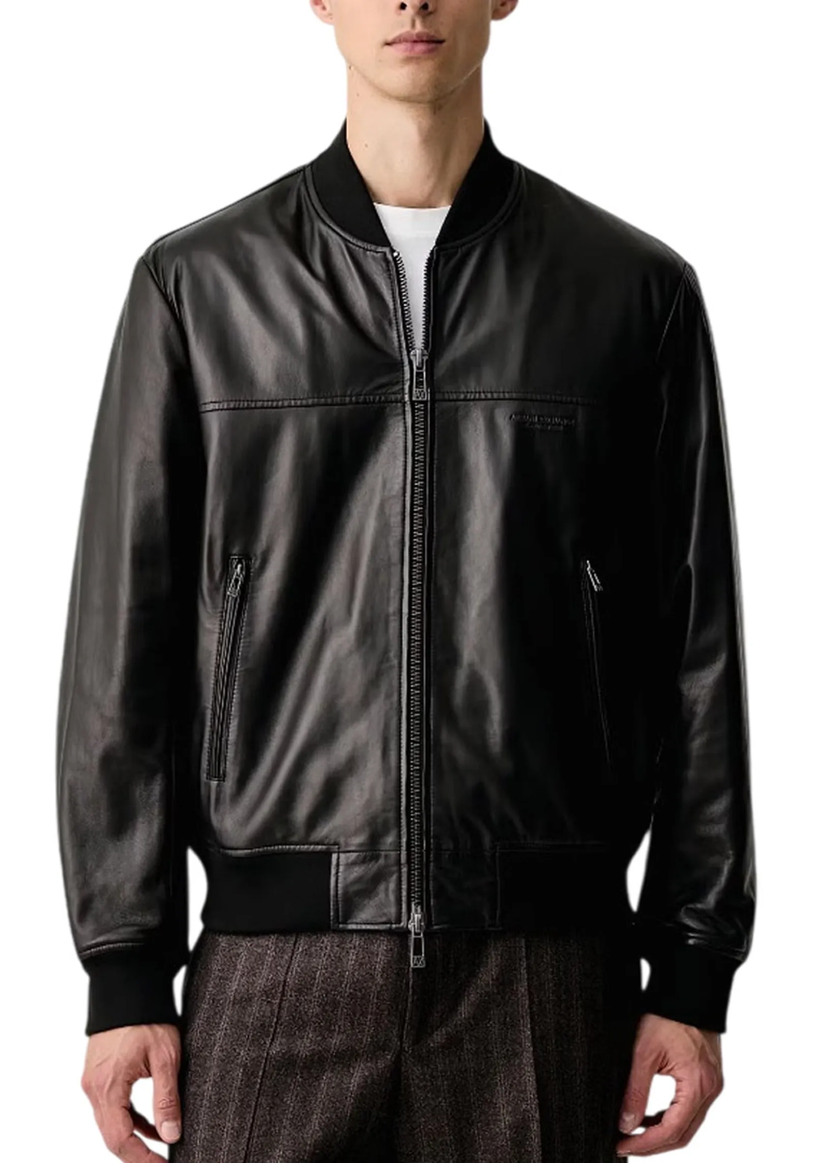 Armani Exchange Giubbino Bomber In Pelle Nero Xm003354Af27323 193681