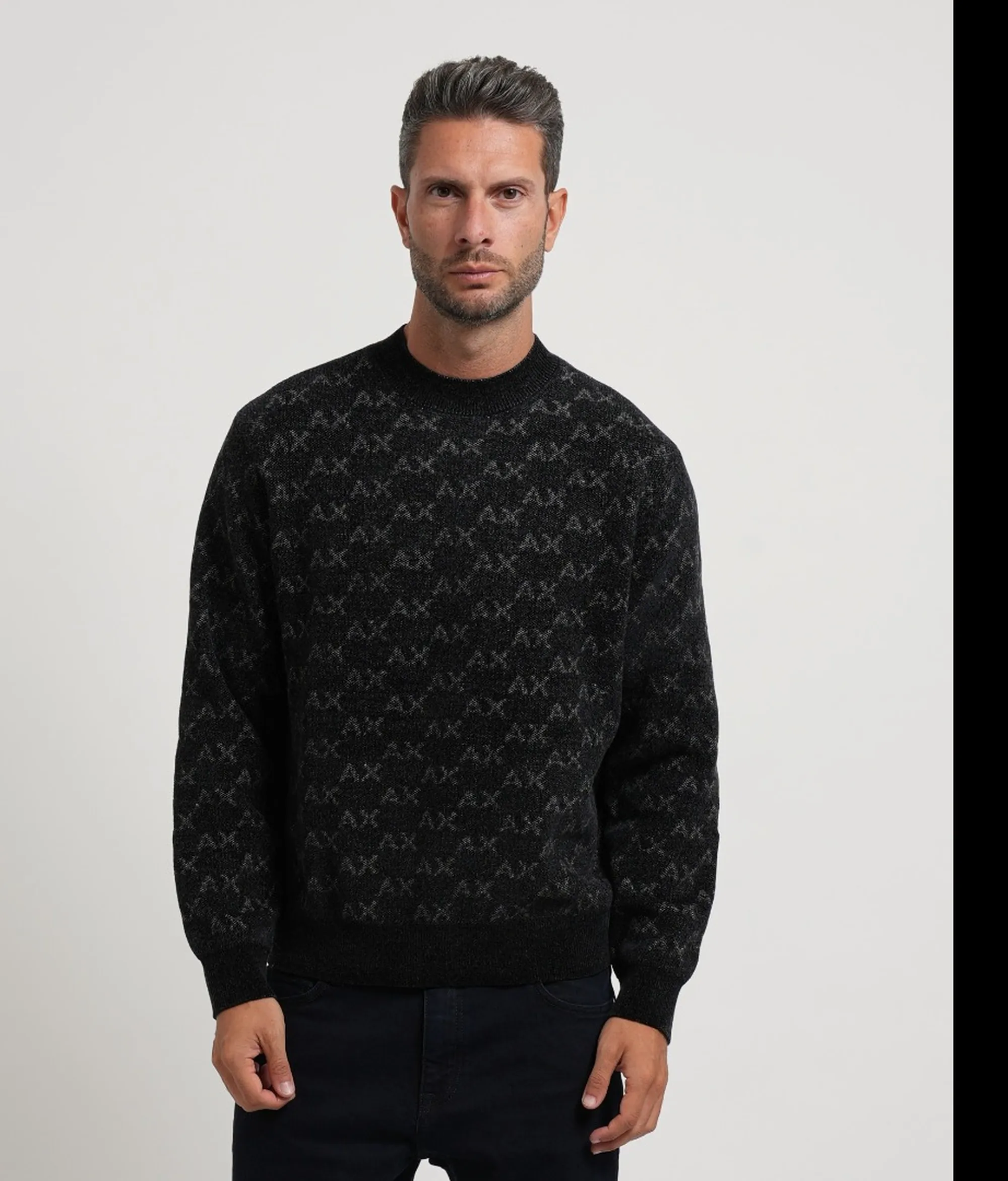 Armani Exchange Maglia Girocollo Con Logo All Over Black Xm002992Af16916 193288