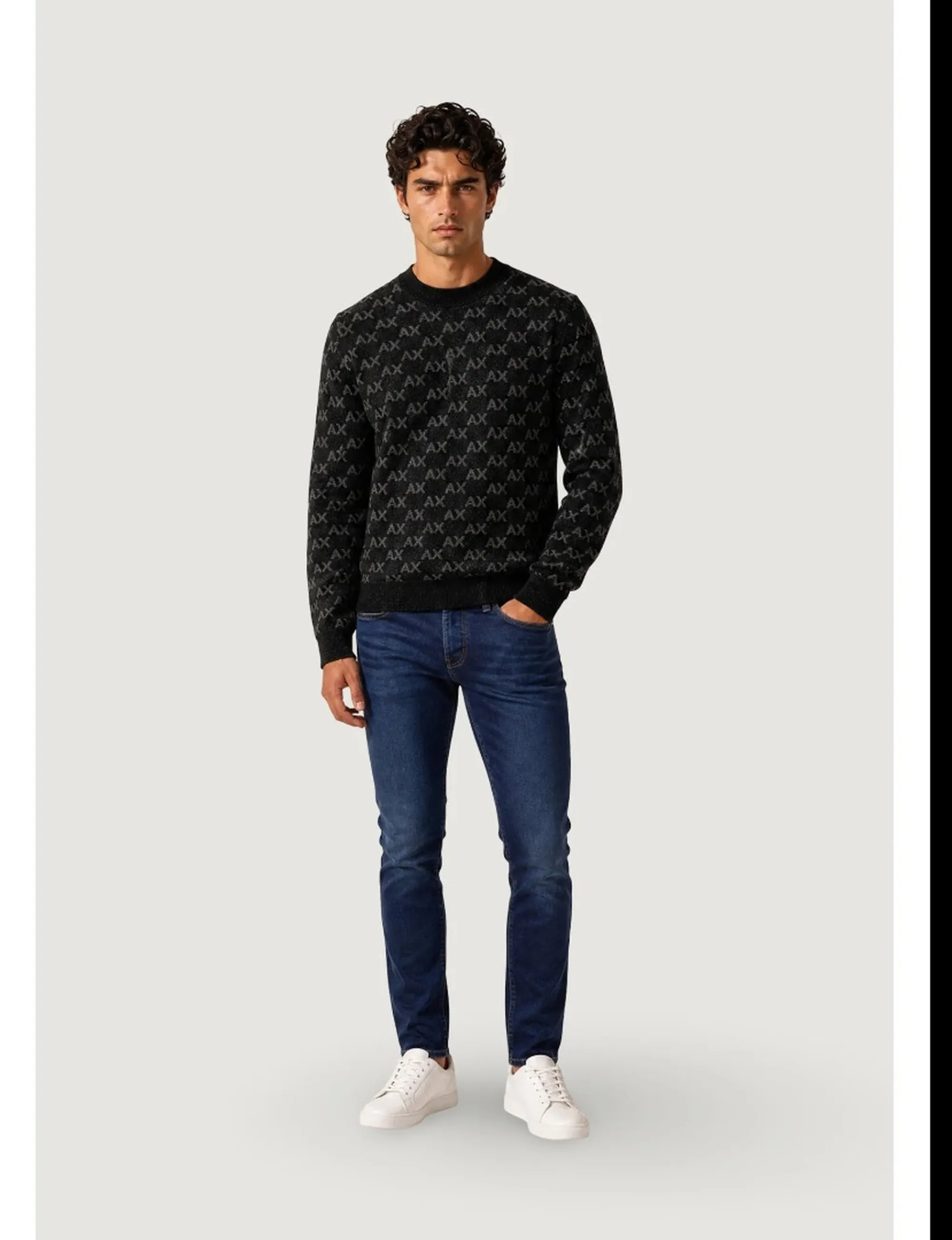 Armani Exchange Maglia Girocollo Con Logo All Over Black Xm002992Af16916 193289
