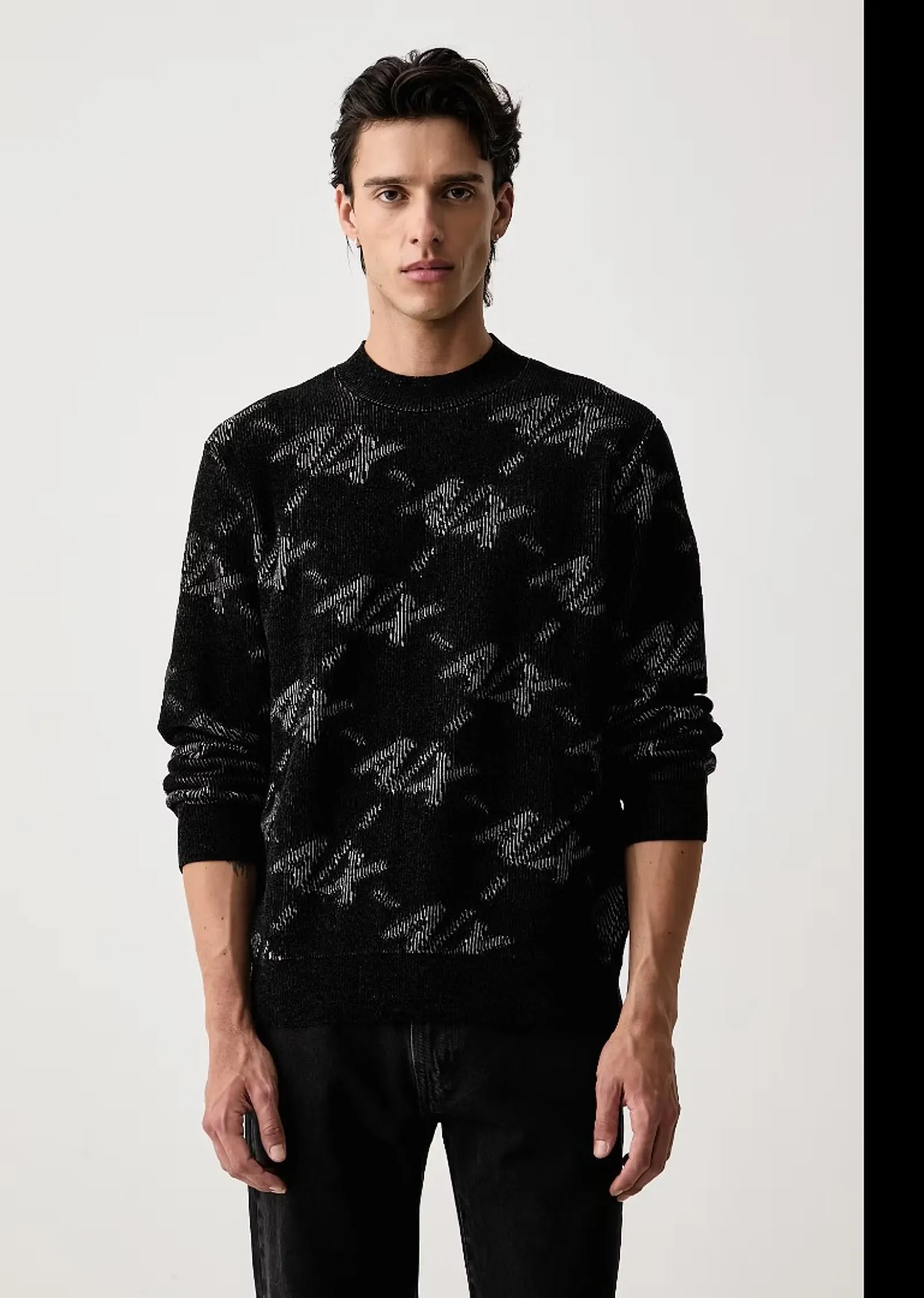 Armani Exchange Maglia Girocollo Con Logo All Over Nero Xm002992Af16916 193282