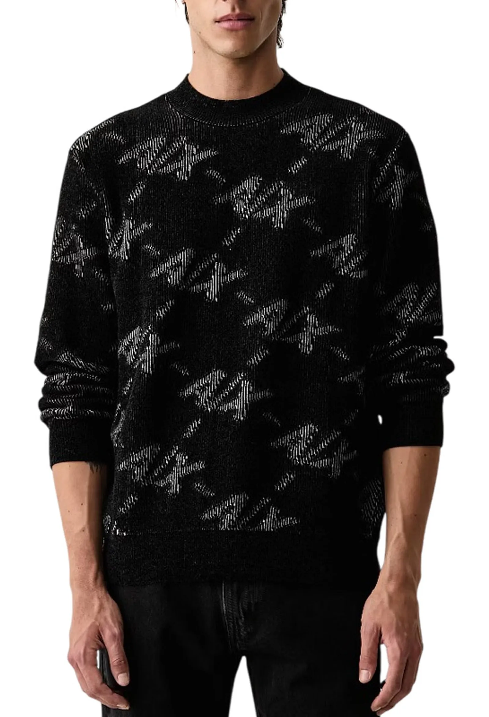 Armani Exchange Maglia Girocollo Con Logo All Over Nero Xm002992Af16916 194029