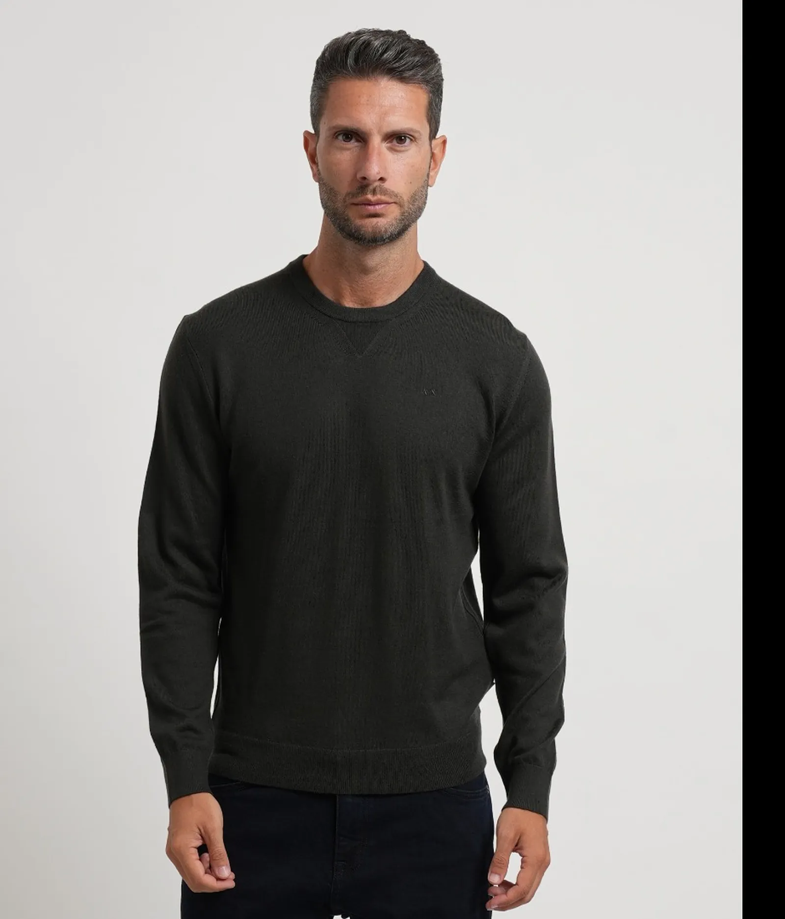 Armani Exchange Maglia Girocollo In Lana Merino Grigio Scuro 8Nzm3Azm8Az 193200