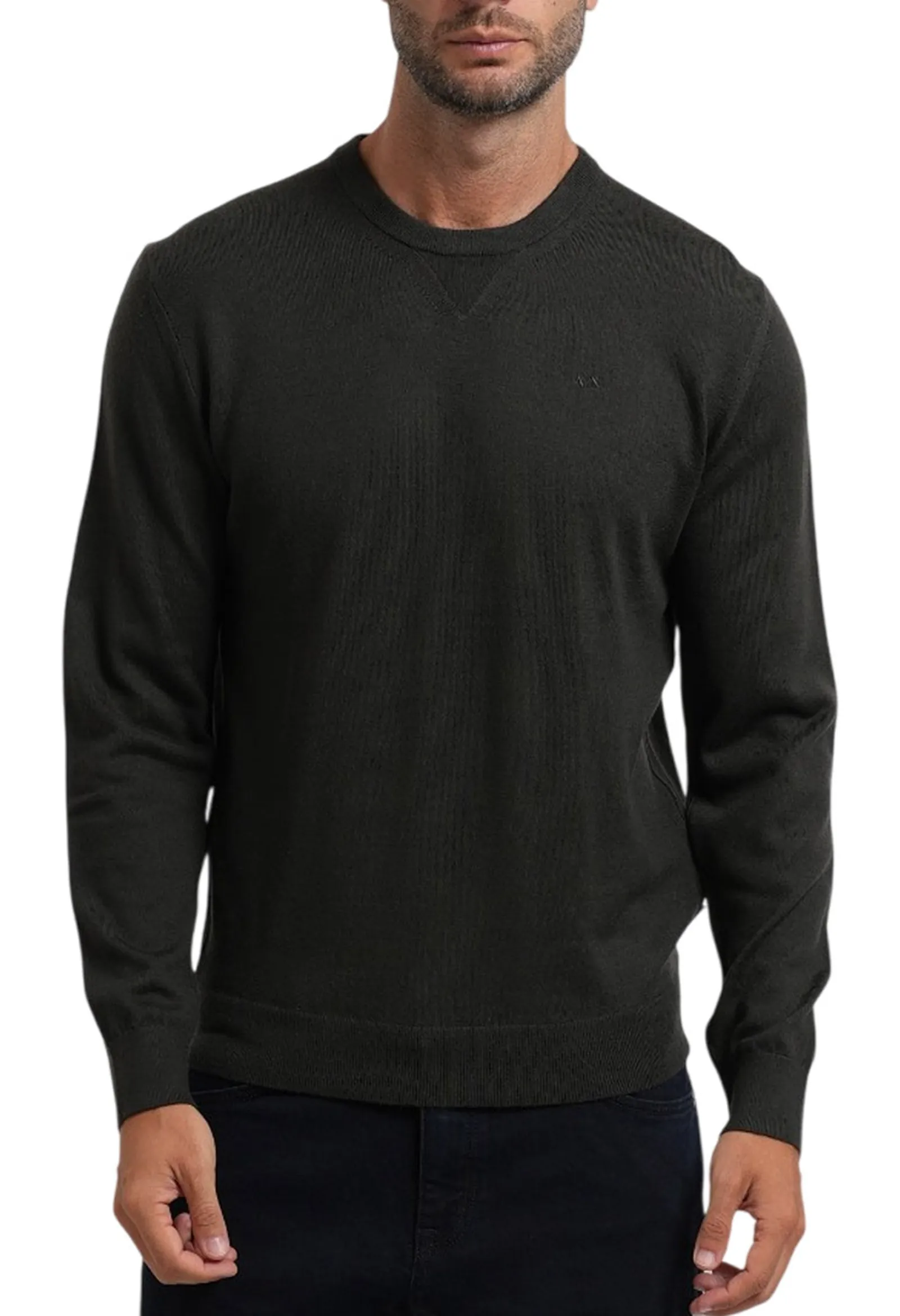 Armani Exchange Maglia Girocollo In Lana Merino Grigio Scuro 8Nzm3Azm8Az 193990