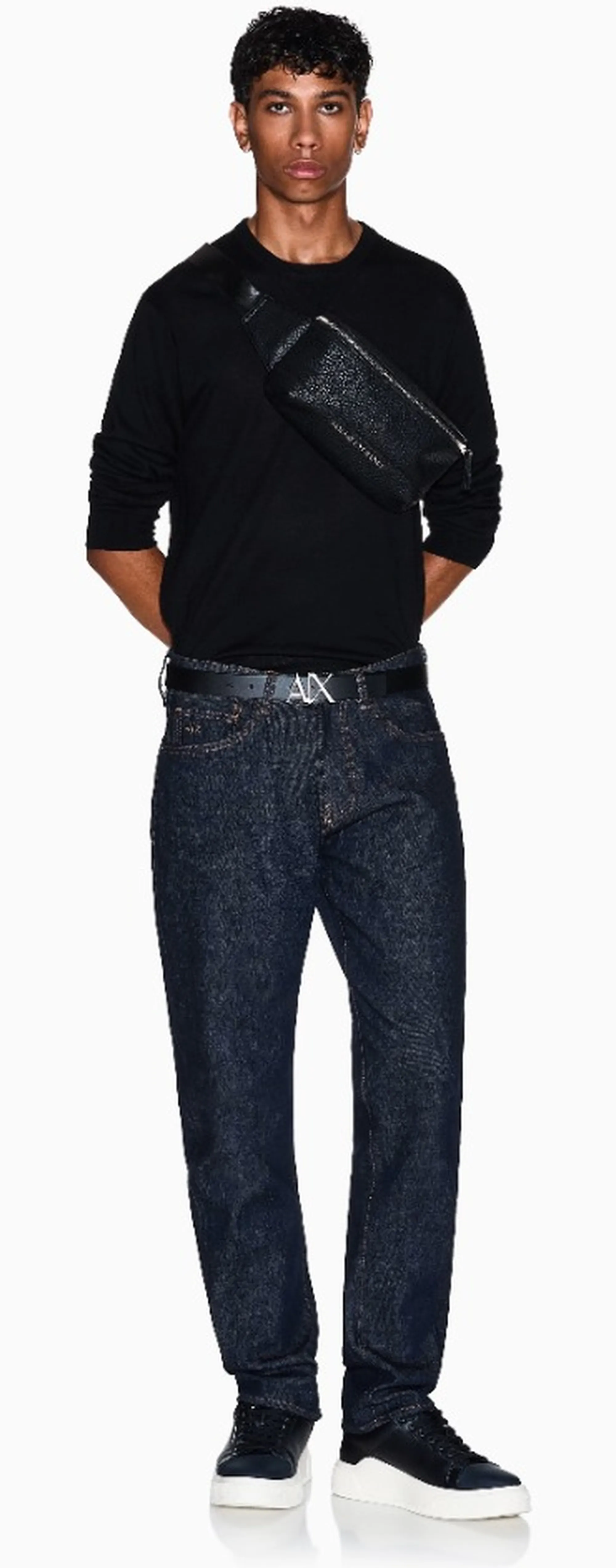Armani Exchange B'Crew Neck Sweater In Merino Wool' Black 8Nzm3Azm8Az 193197