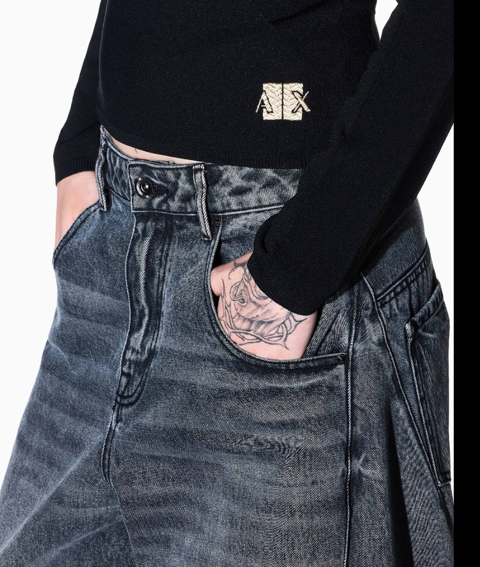 Armani Exchange B'Viscose Sweater With Embroidered Logo' Black Xw002881Af10352 193521