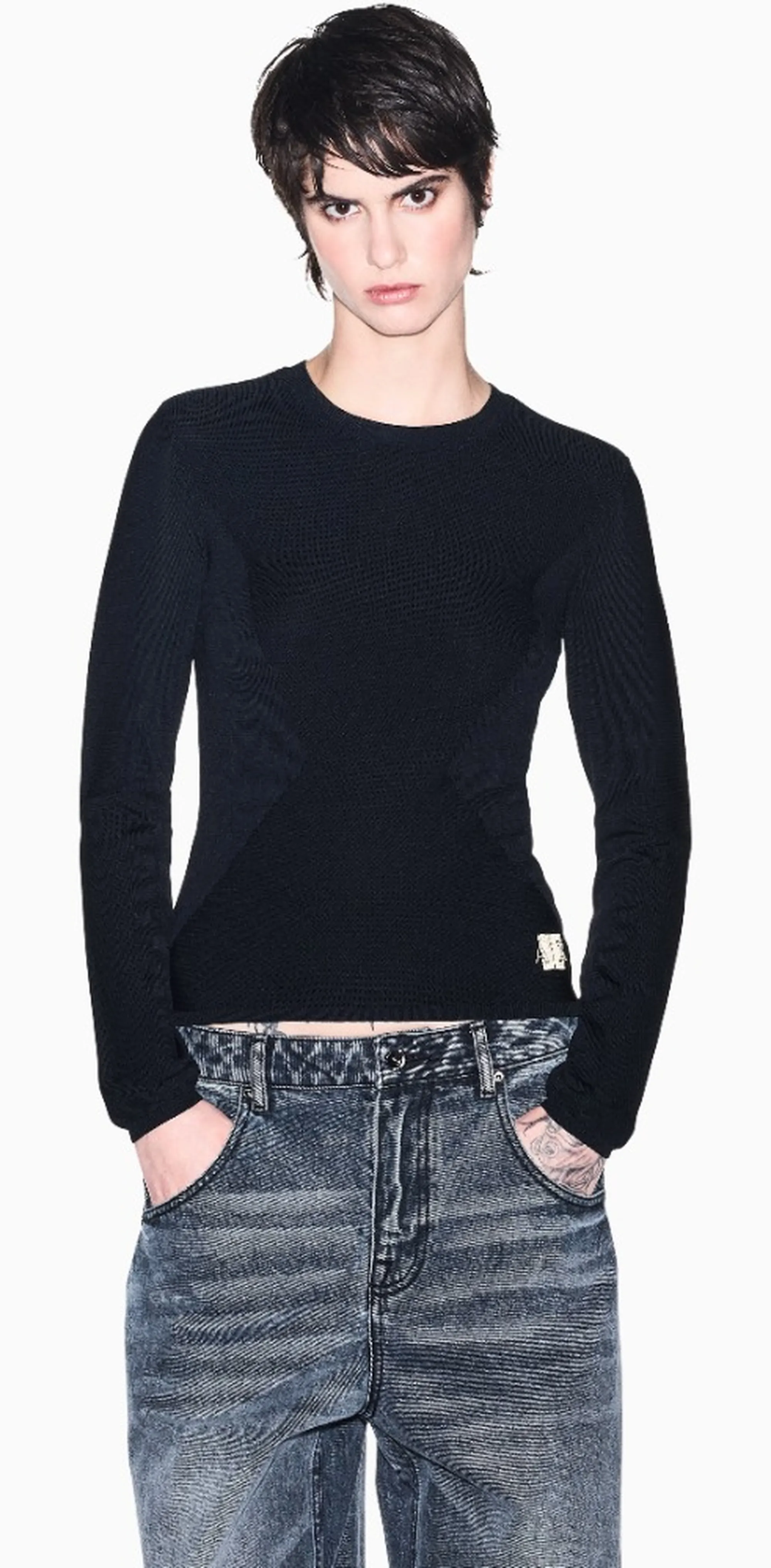 Armani Exchange B'Viscose Sweater With Embroidered Logo' Black Xw002881Af10352 193523