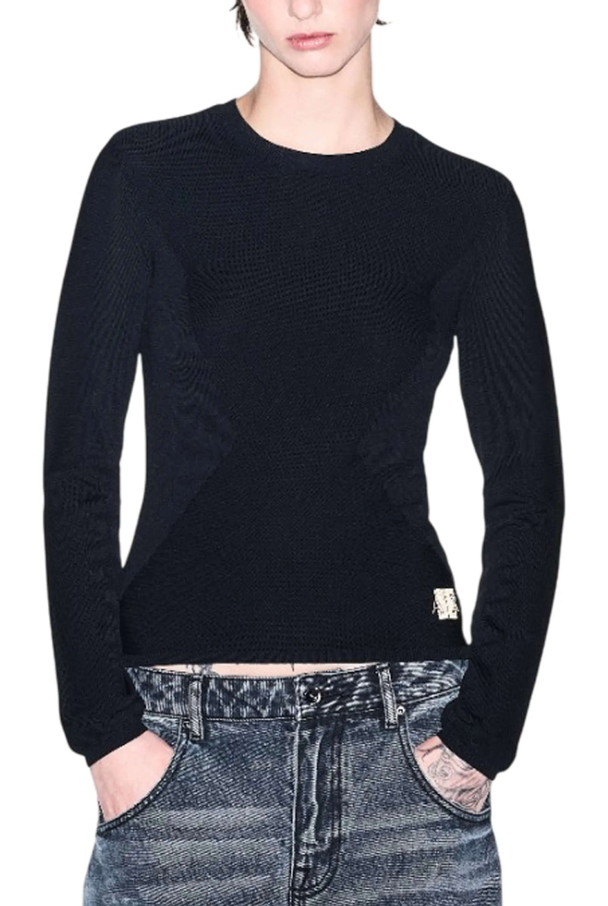 Armani Exchange Maglia In Viscosa Con Logo Ricamato Nero Xw002881Af10352 195694