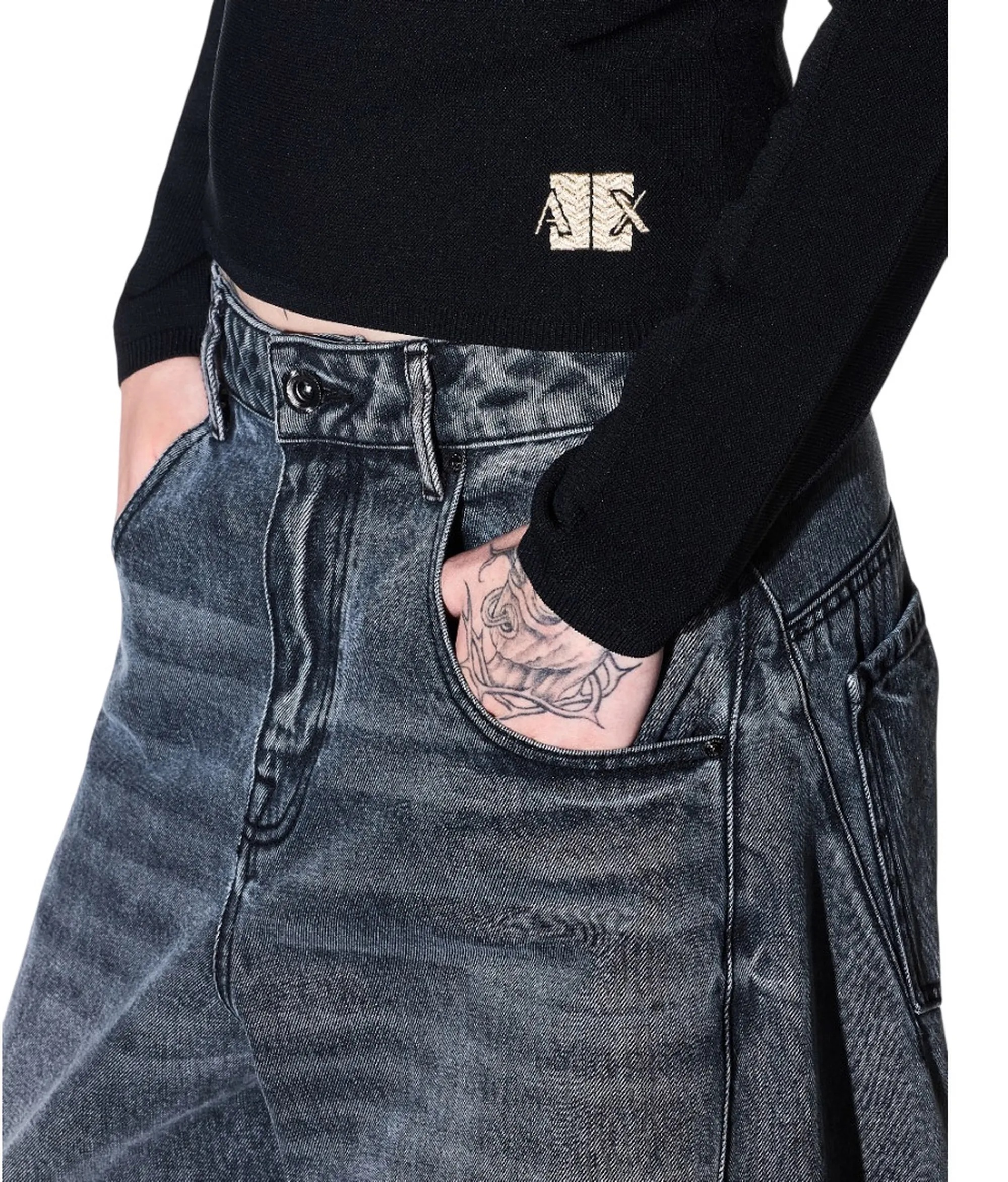 Armani Exchange Maglia In Viscosa Con Logo Ricamato Nero Xw002881Af10352 195697