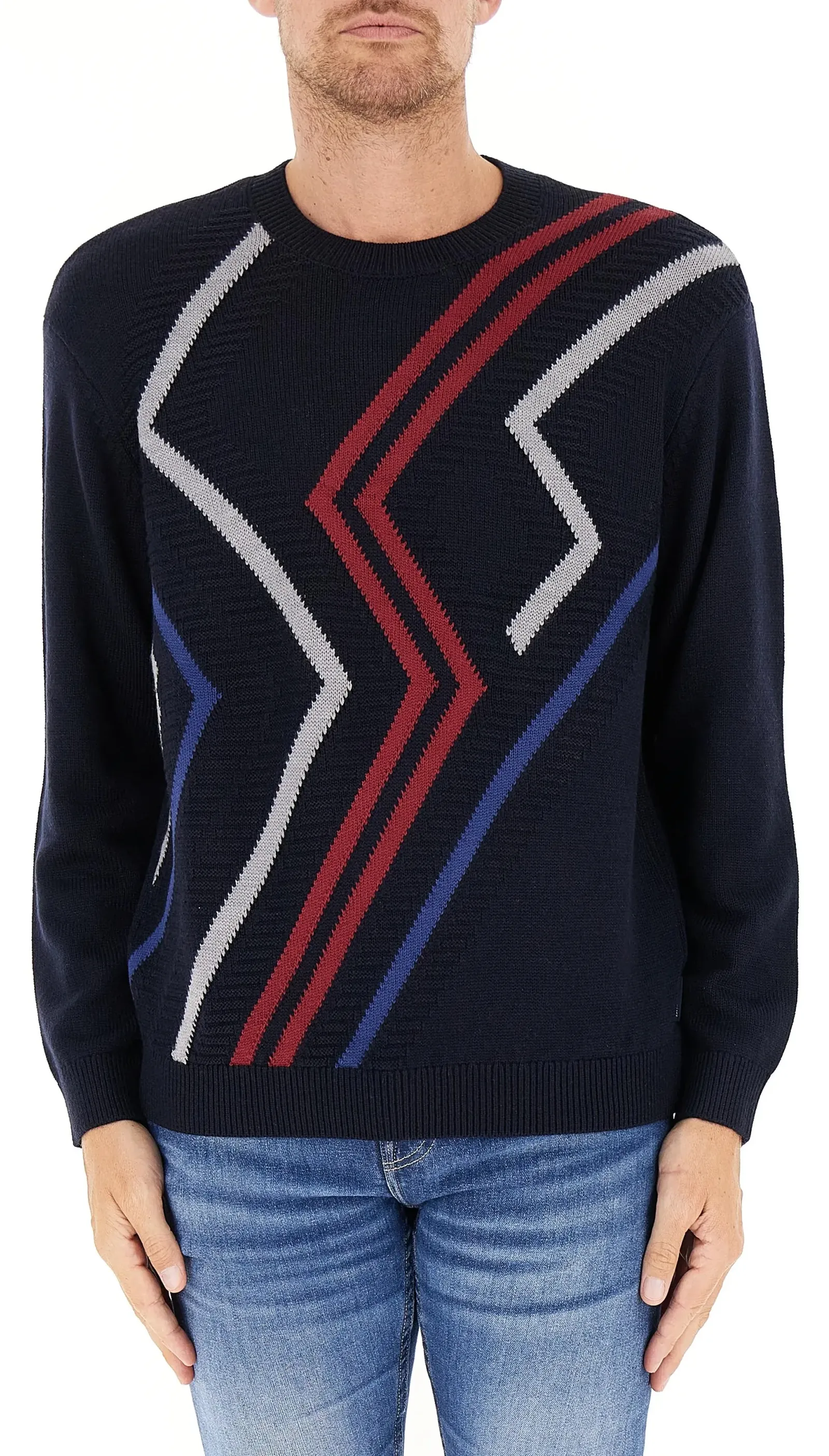 Armani Exchange Maglia Zigzag Blu Xm001323Af13776 161666