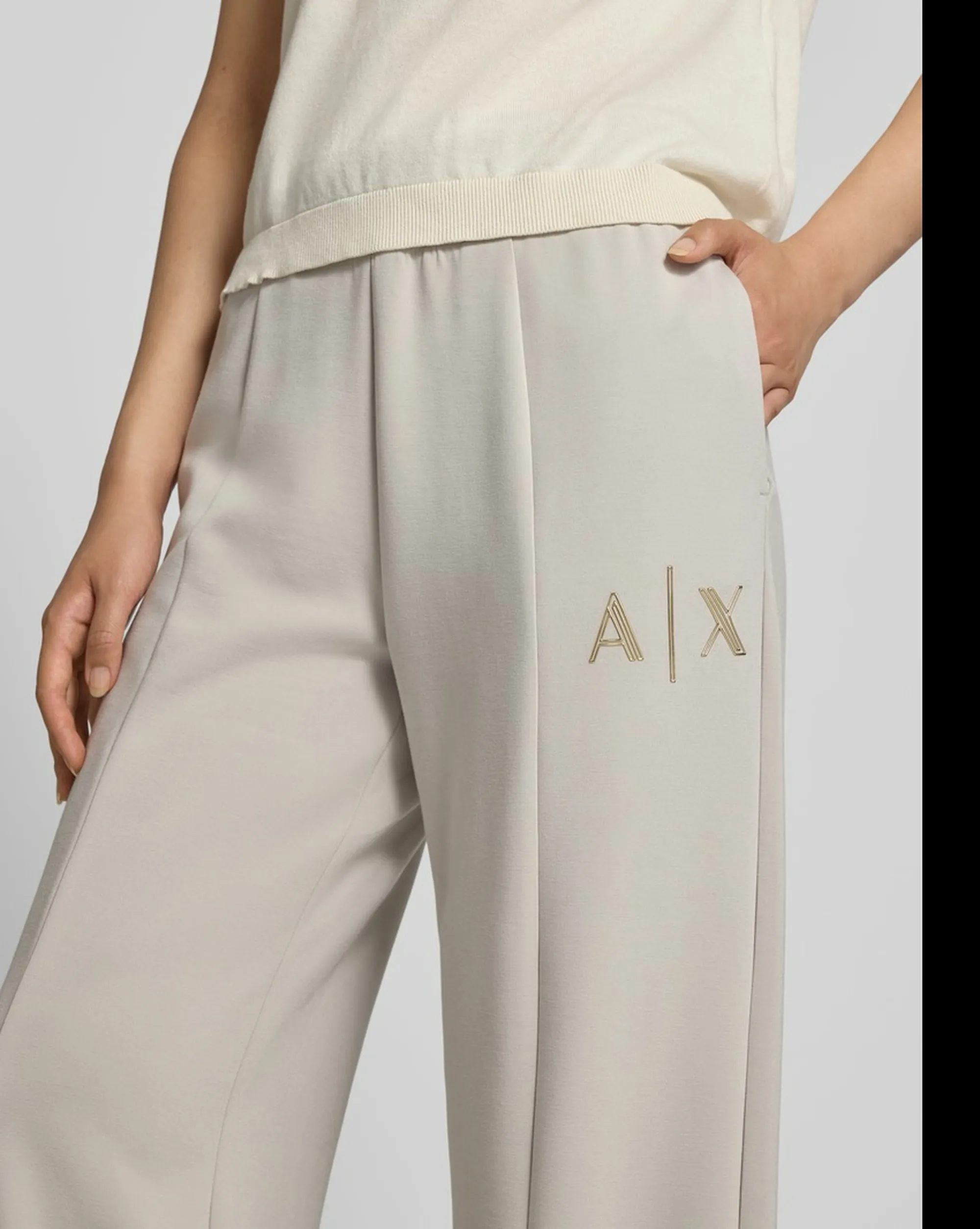 Armani Exchange B'Wide Leg Trousers In Scuba Fabric' Beige Xw002759Af24068 193496