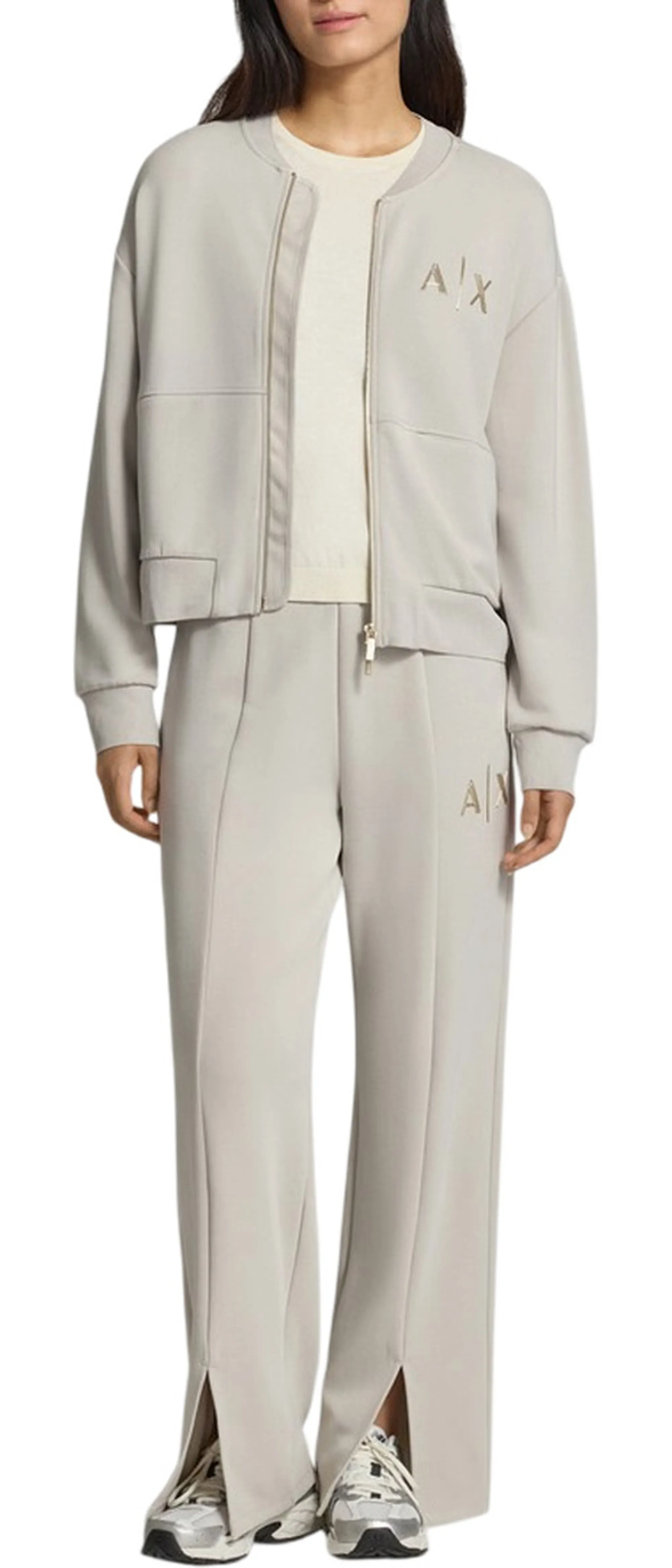 Armani Exchange Pantalone A Gamba Larga In Tessuto Scuba Beige Xw002759Af24068 195293