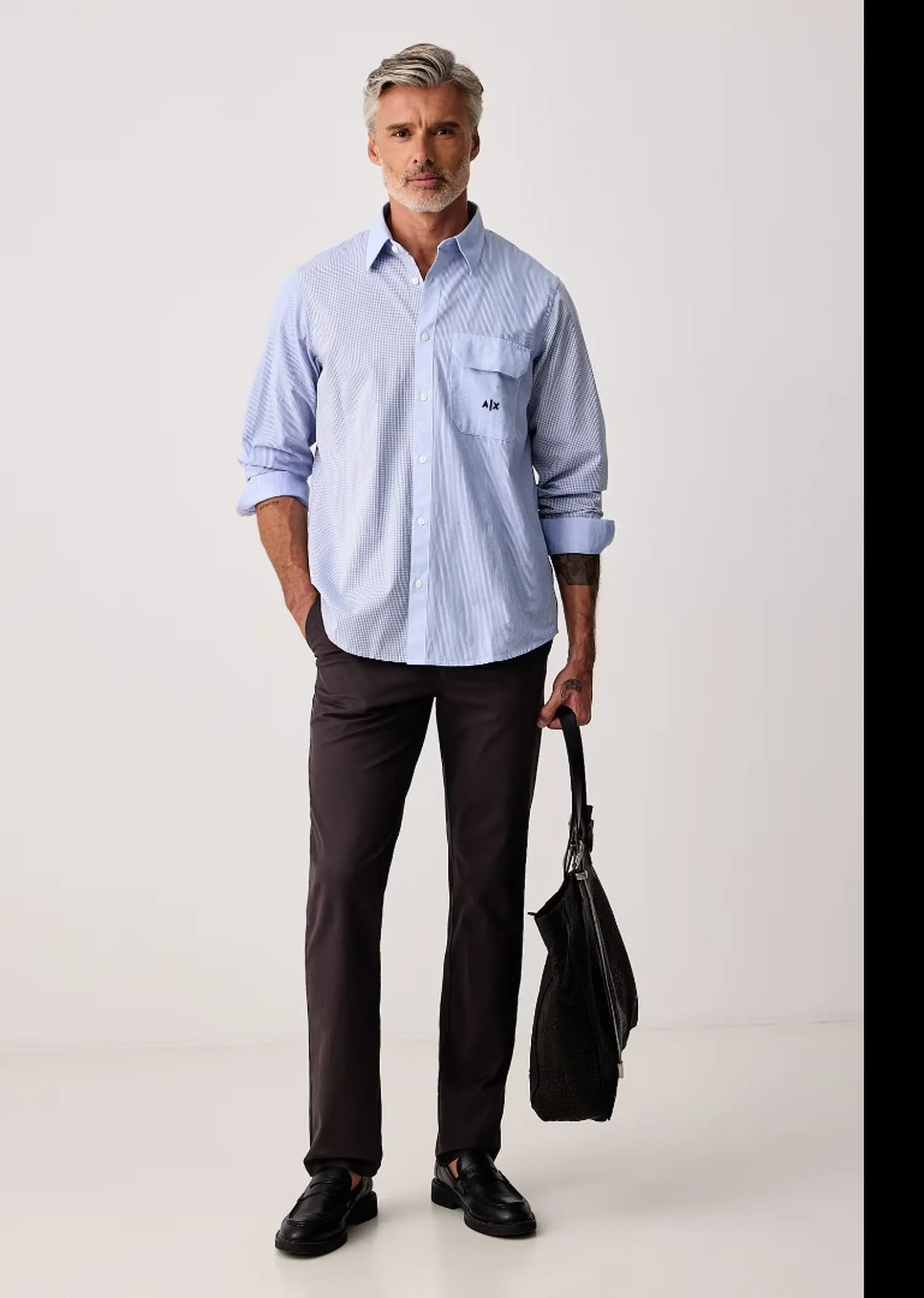 Armani Exchange Pantalone Chino In Cotone Elasticizzato Grigio Scuro Xm003537Af22547 193411