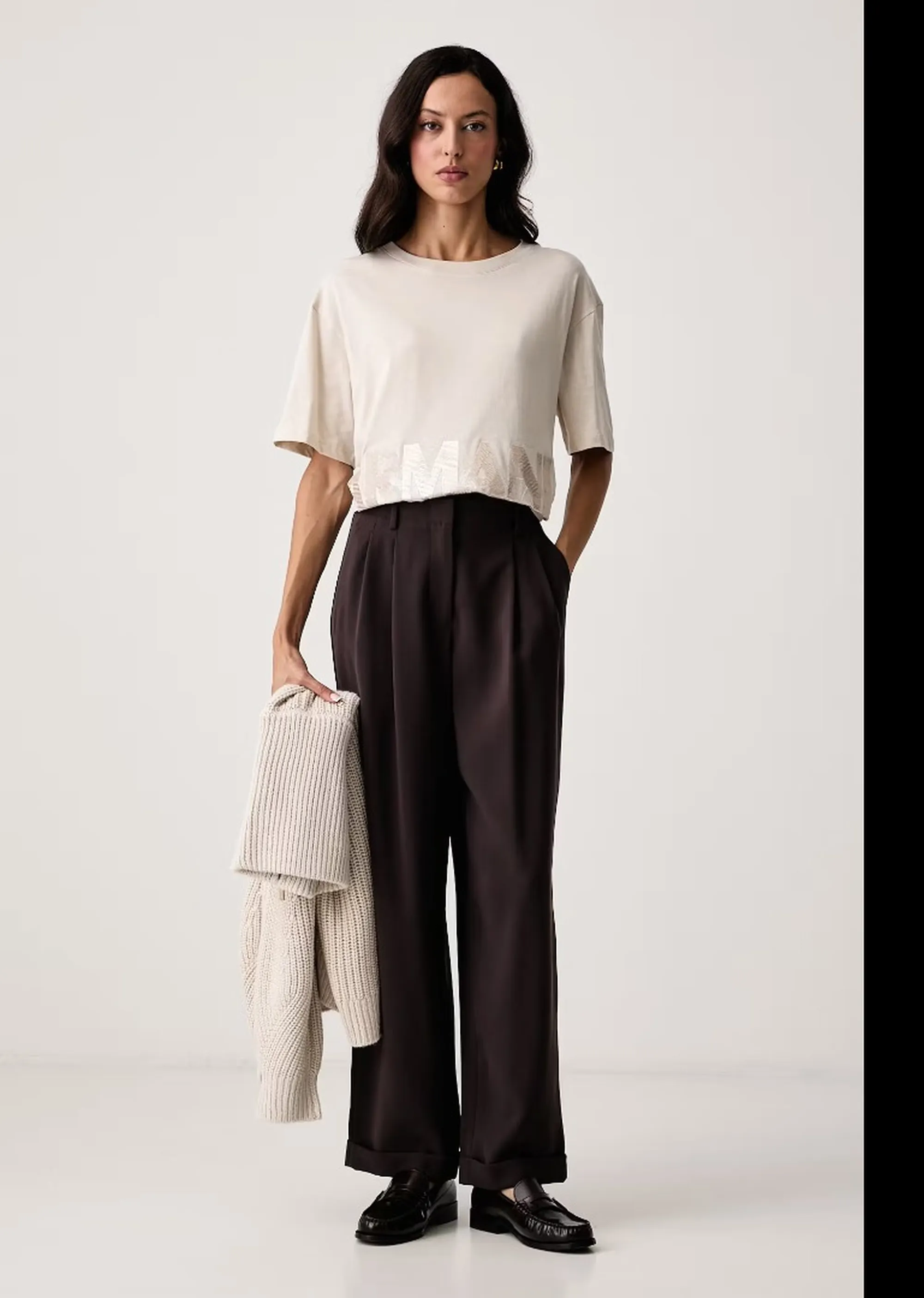 Armani Exchange B'Oversized Crepe Trousers' Dark Brown Xw002496Af16148 193452