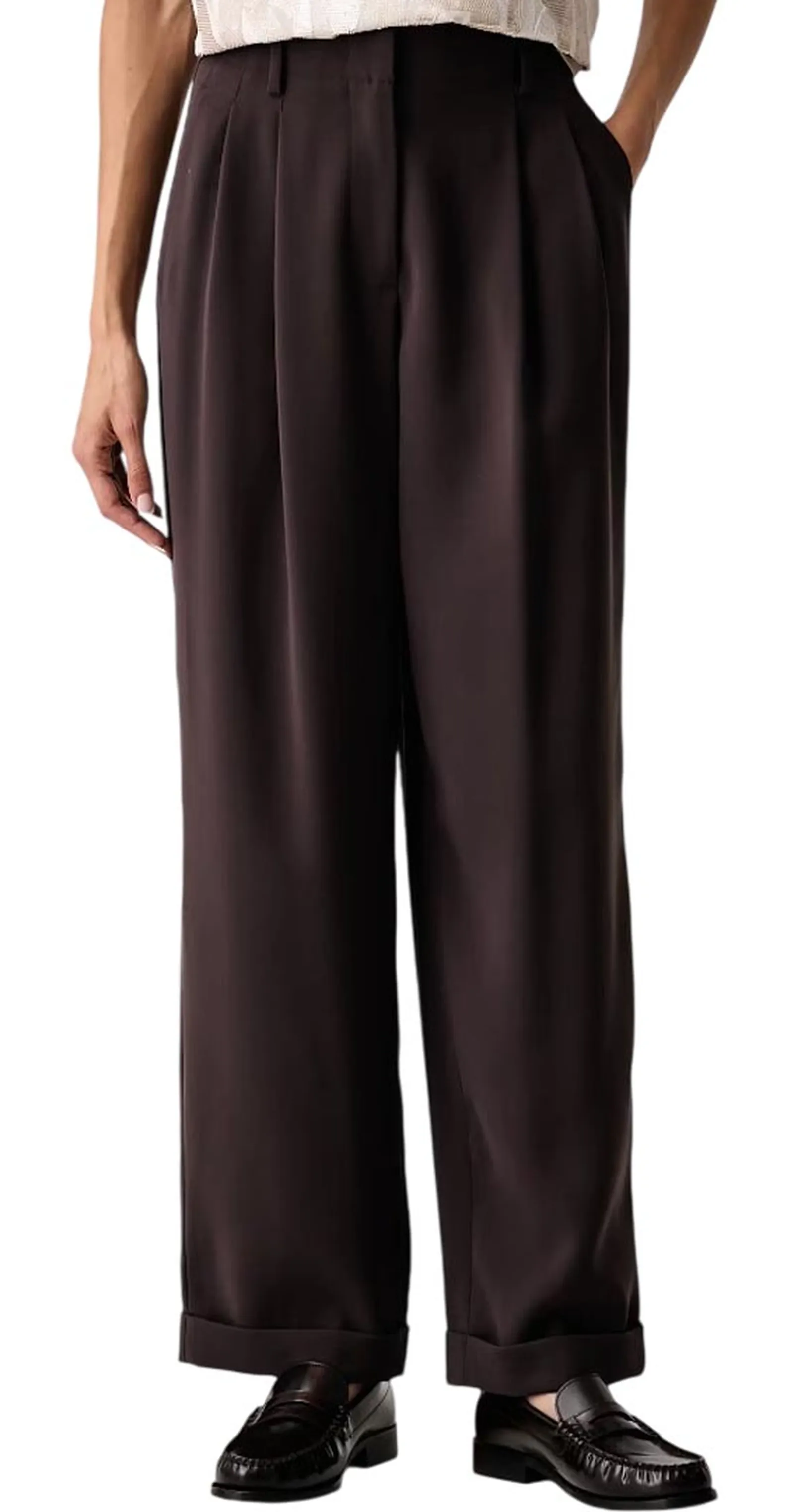 Armani Exchange Pantalone Over In Crepe Marrone Scuro Xw002496Af16148 195986